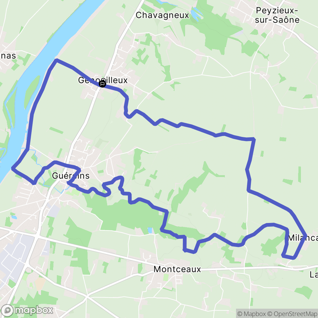 Genouilleux : carte du parcours de randonnée - France
