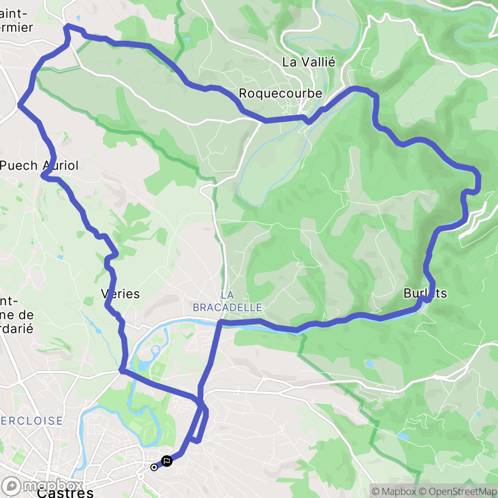 Castres : carte du parcours de randonnée - France