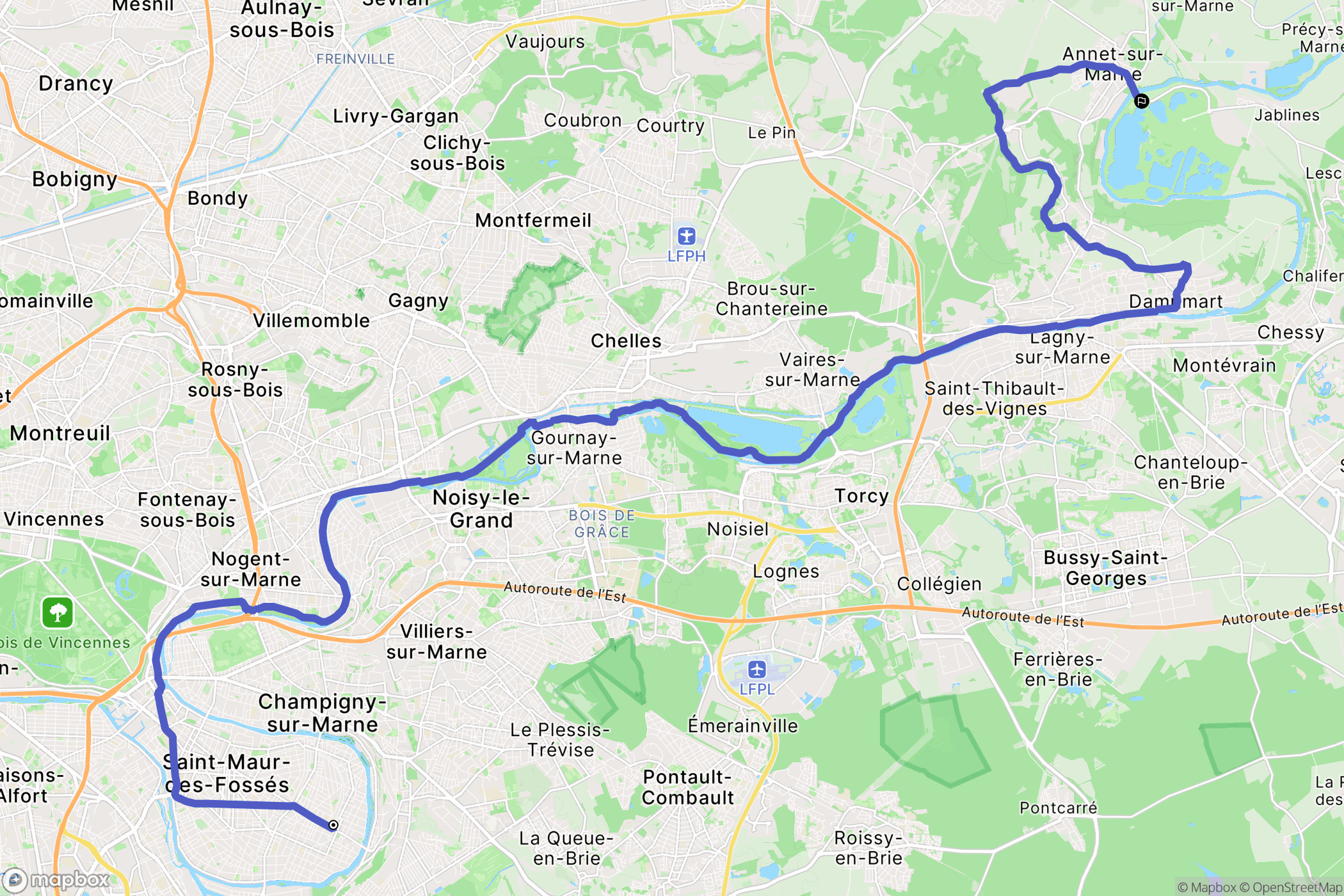 Saint-Maur-des-Fossés : carte du parcours de randonnée - France