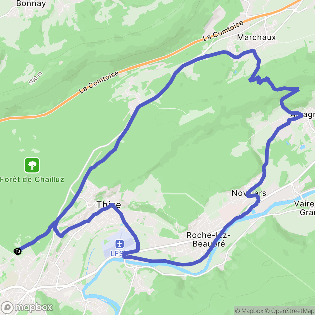 Besançon : carte du parcours de randonnée - France