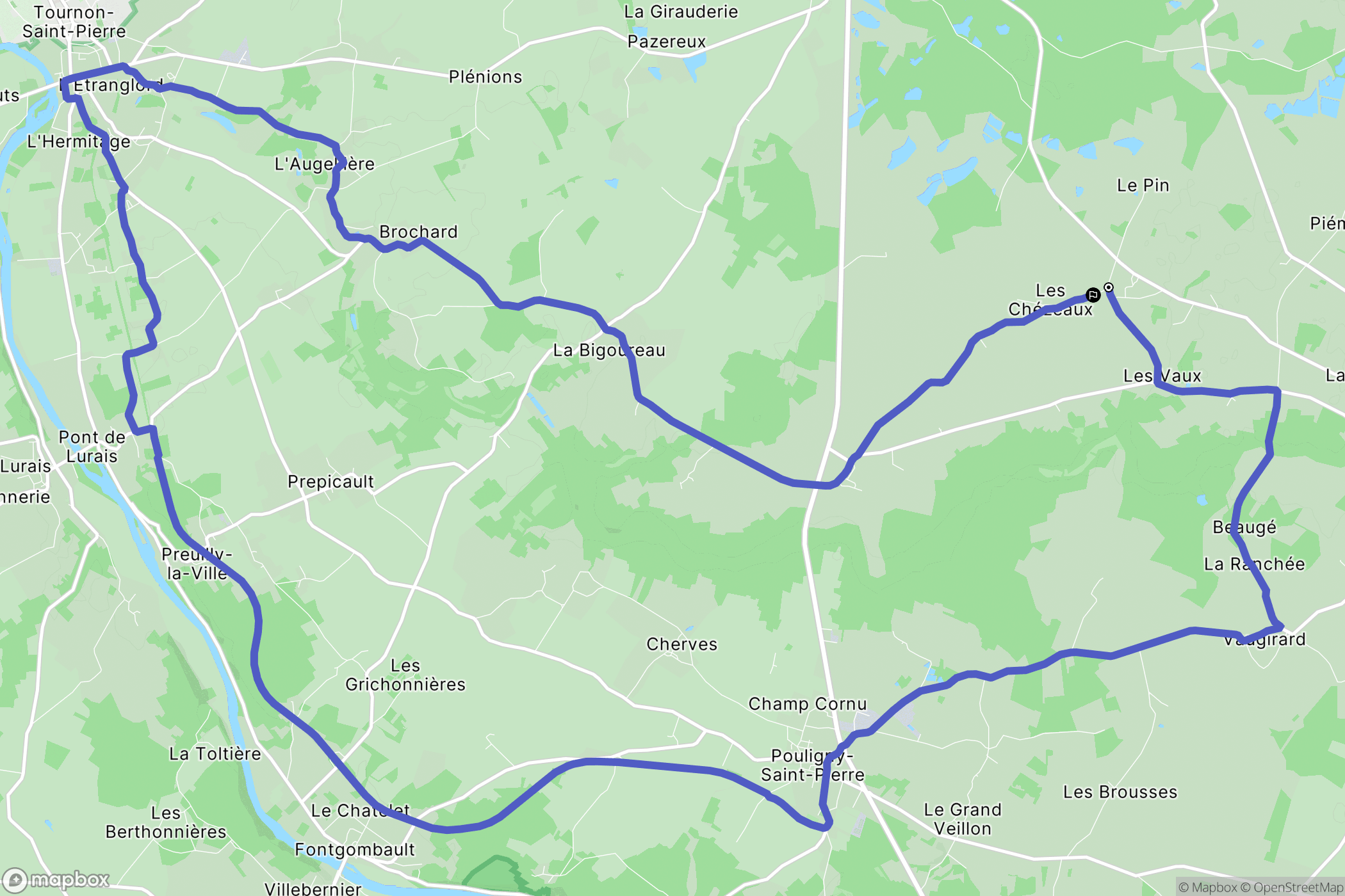 Douadic : carte du parcours de randonnée - France