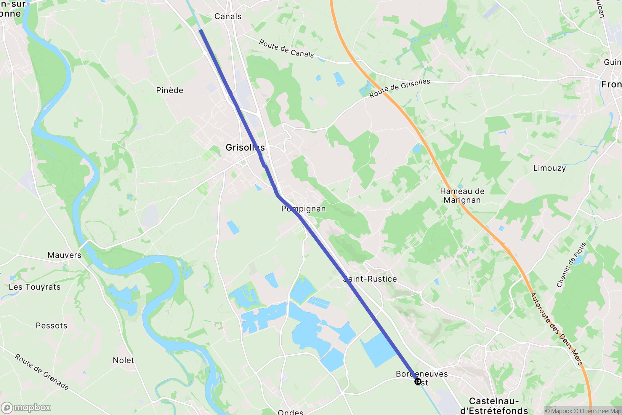 Castelnau-d'Estrétefonds : carte du parcours de randonnée - France