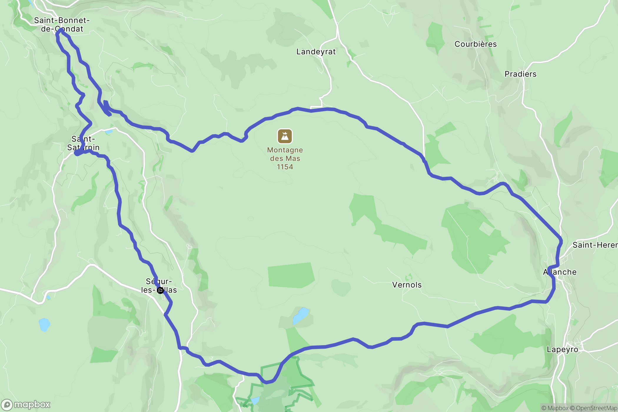 Ségur-les-Villas : carte du parcours de randonnée - France