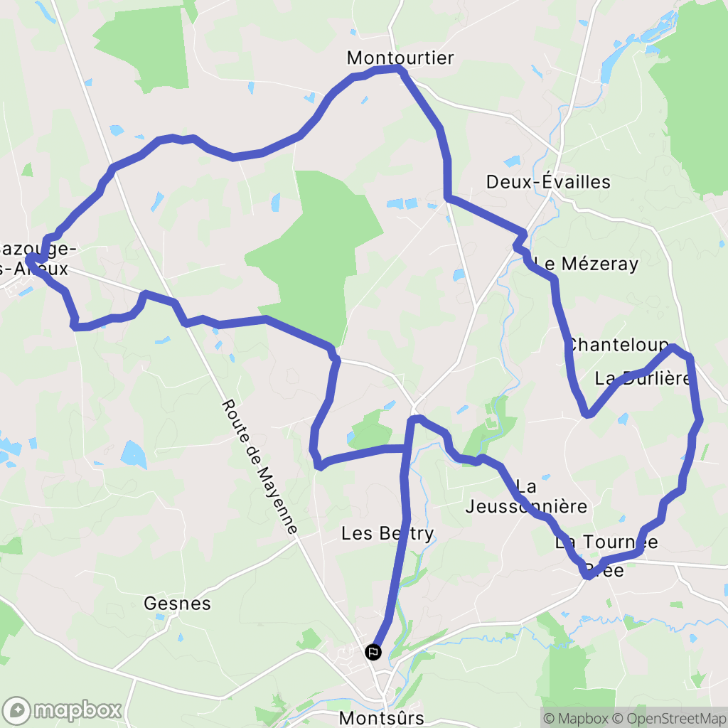 Montsûrs : carte du parcours de randonnée - France
