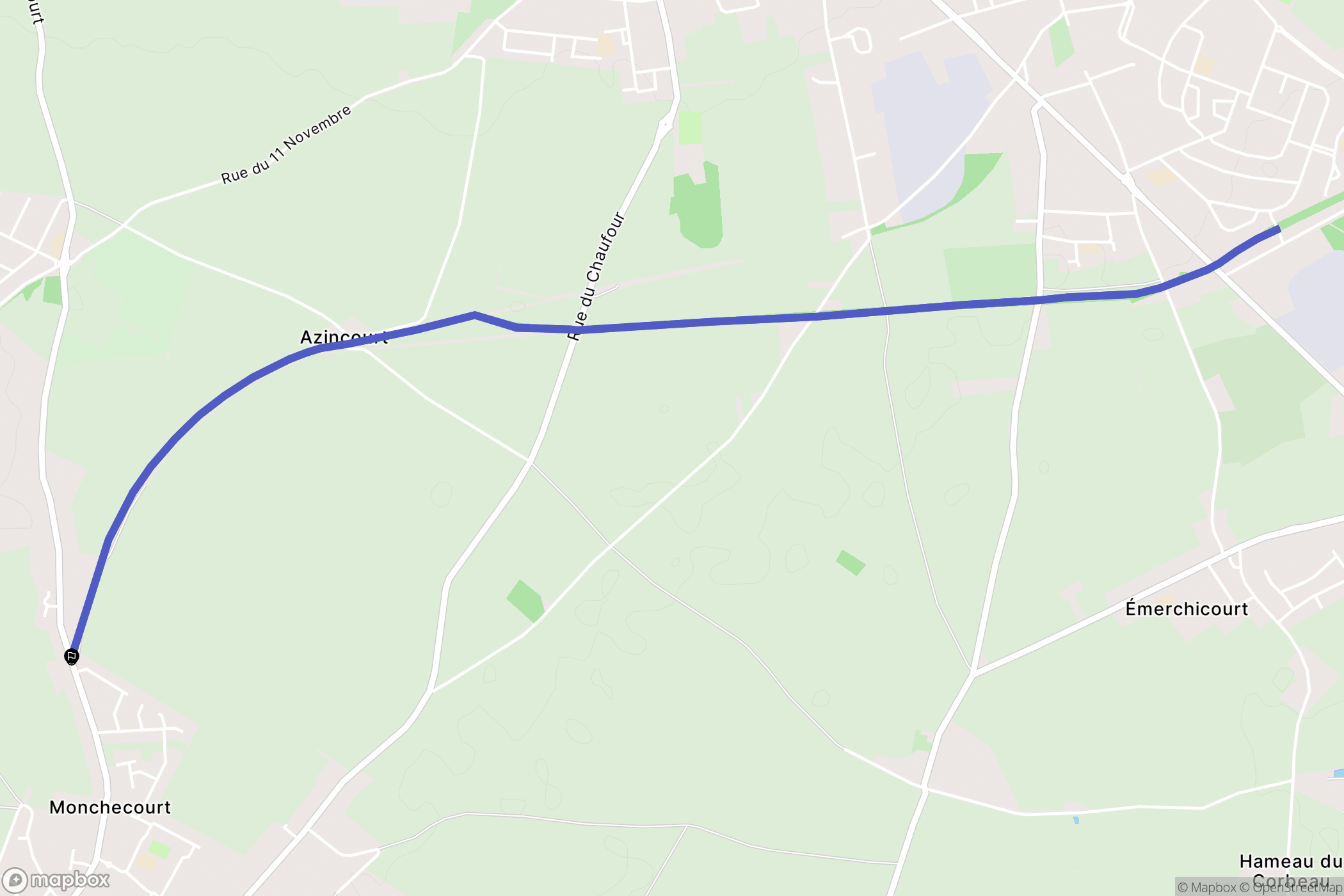 Monchecourt : carte du parcours de randonnée - France