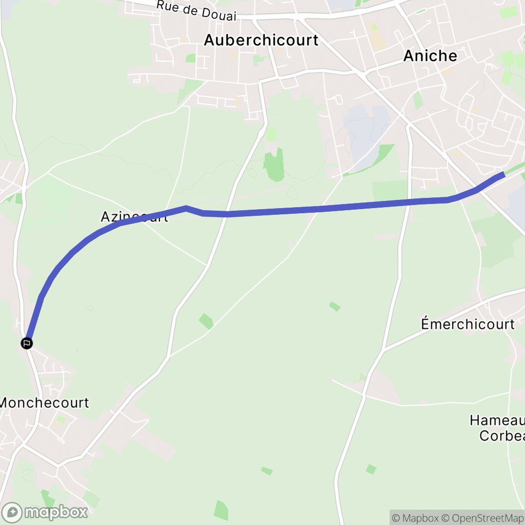 Monchecourt : carte du parcours de randonnée - France