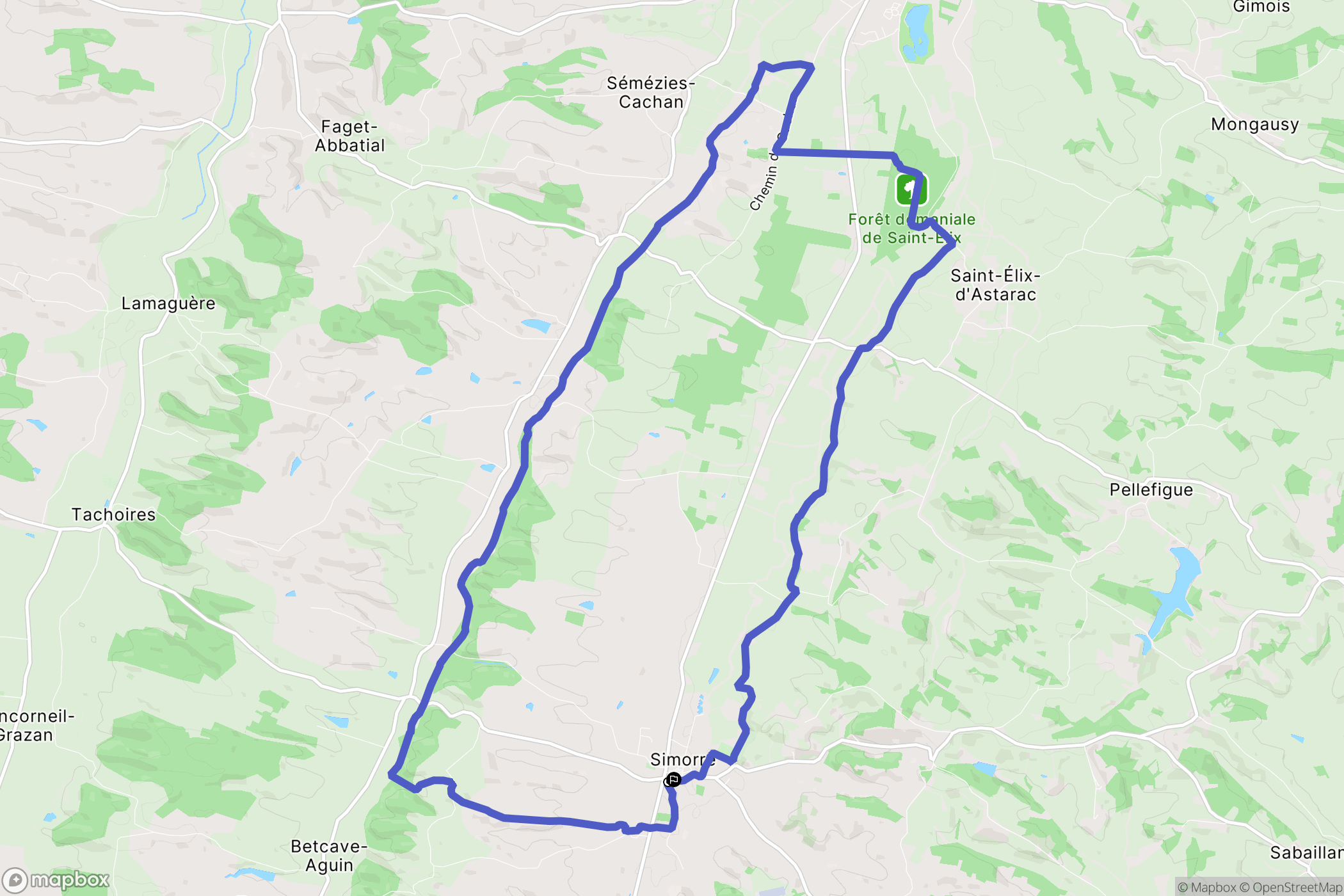 Simorre : carte du parcours de randonnée - France
