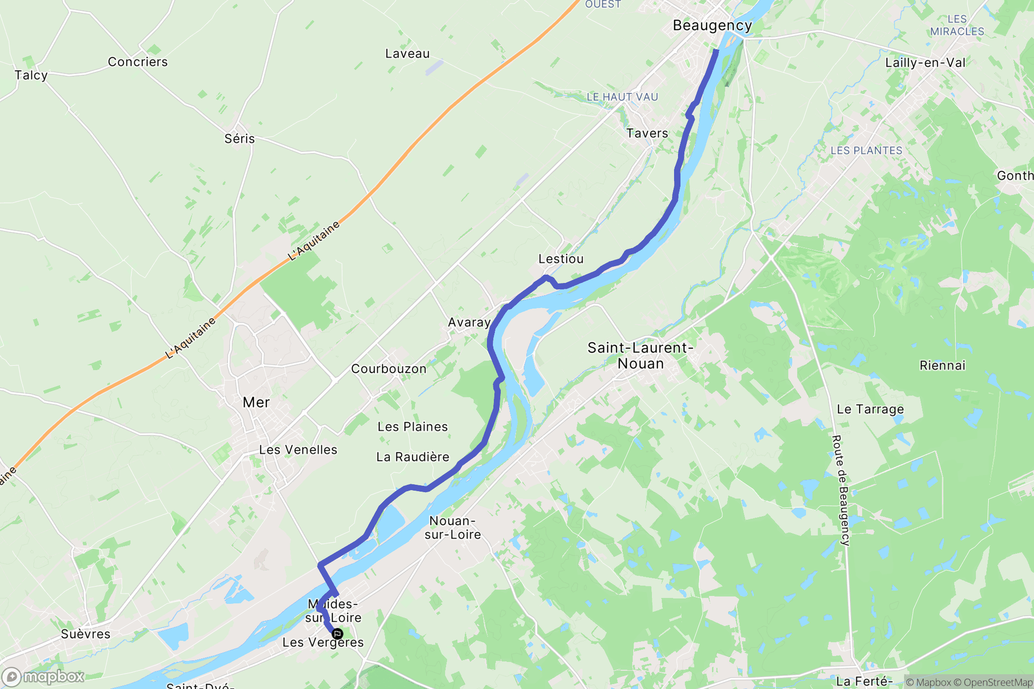 Muides-sur-Loire : carte du parcours de randonnée - France