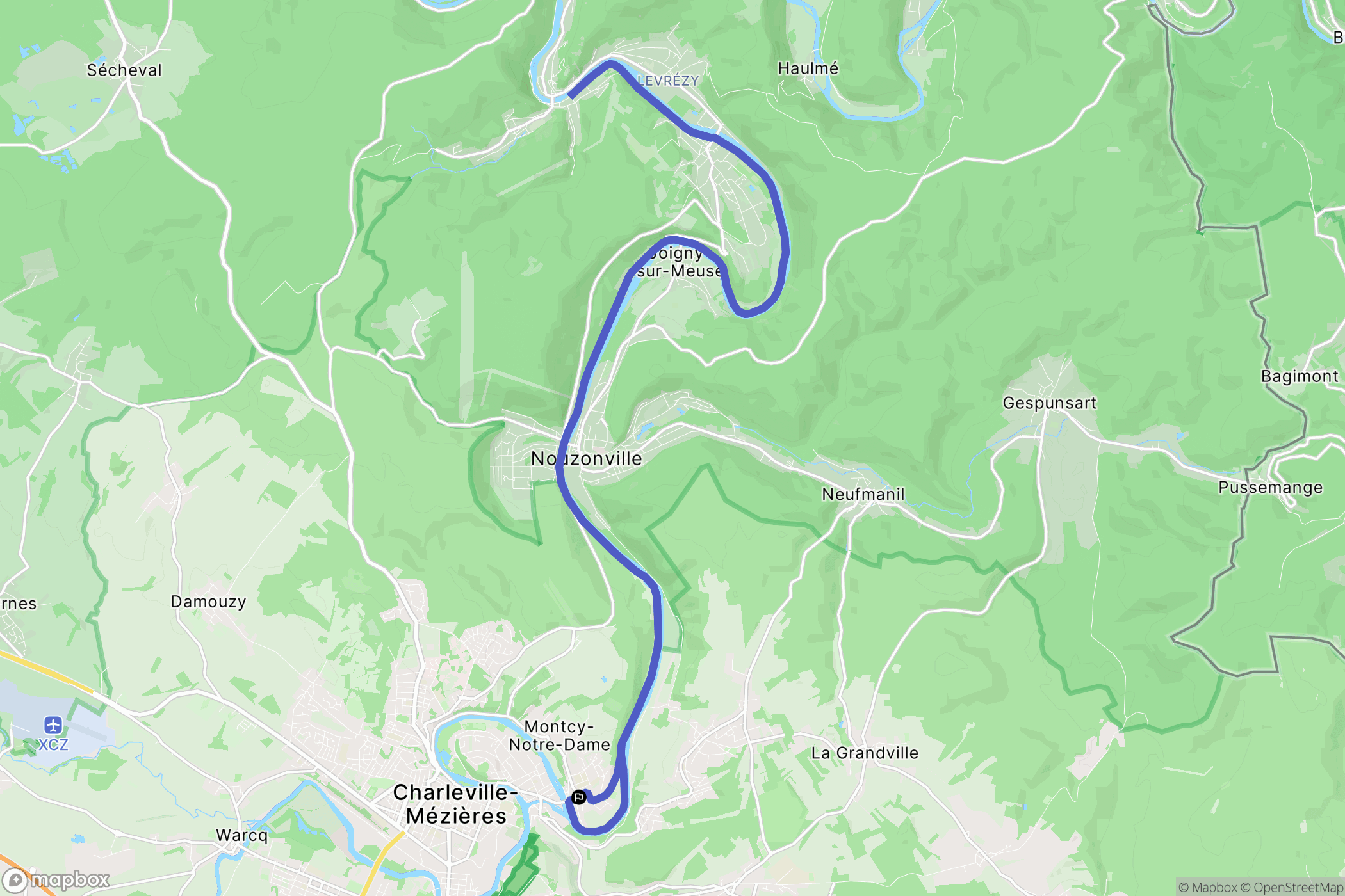 Montcy-Notre-Dame : carte du parcours de randonnée - France