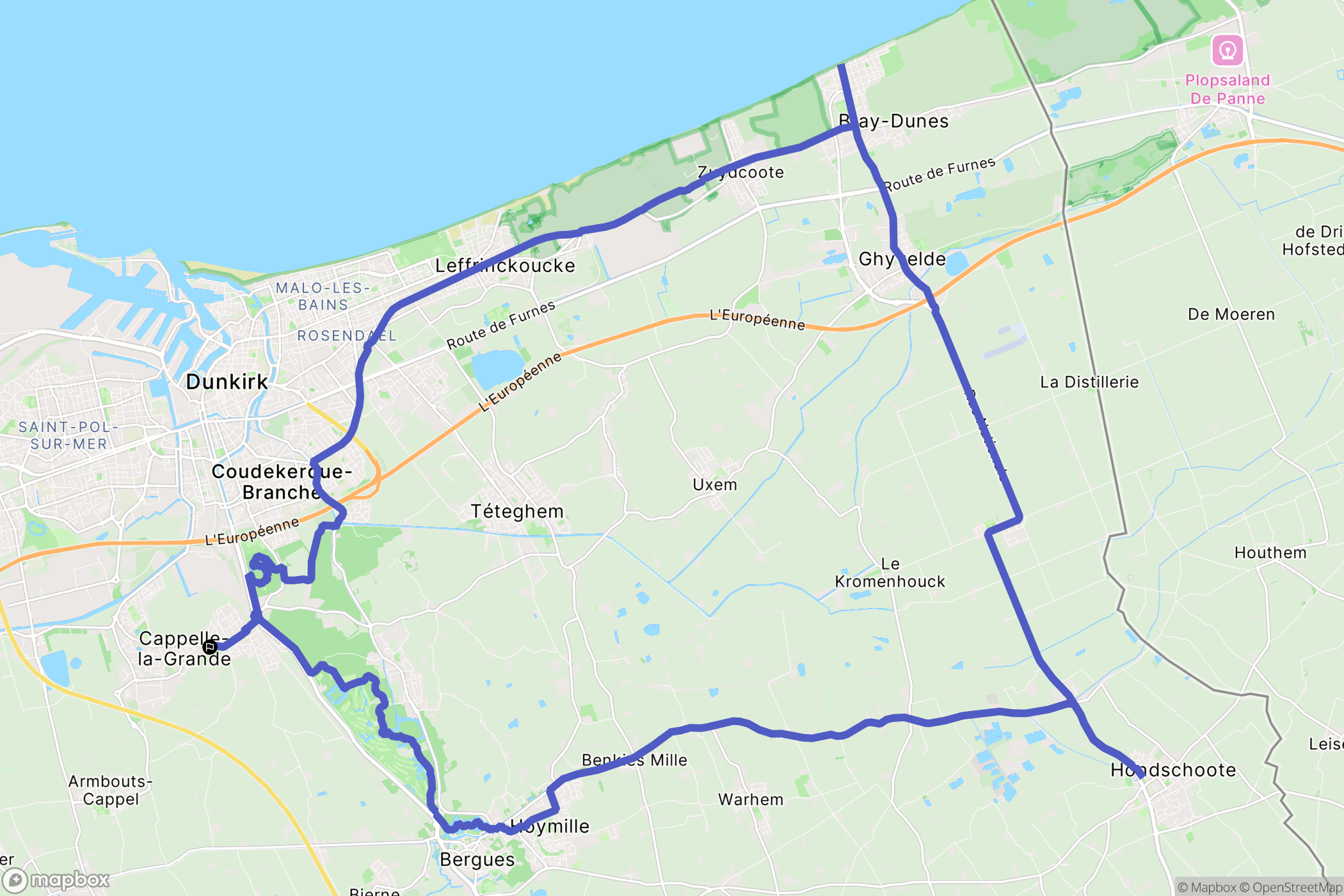Cappelle-la-Grande : carte du parcours de randonnée - France