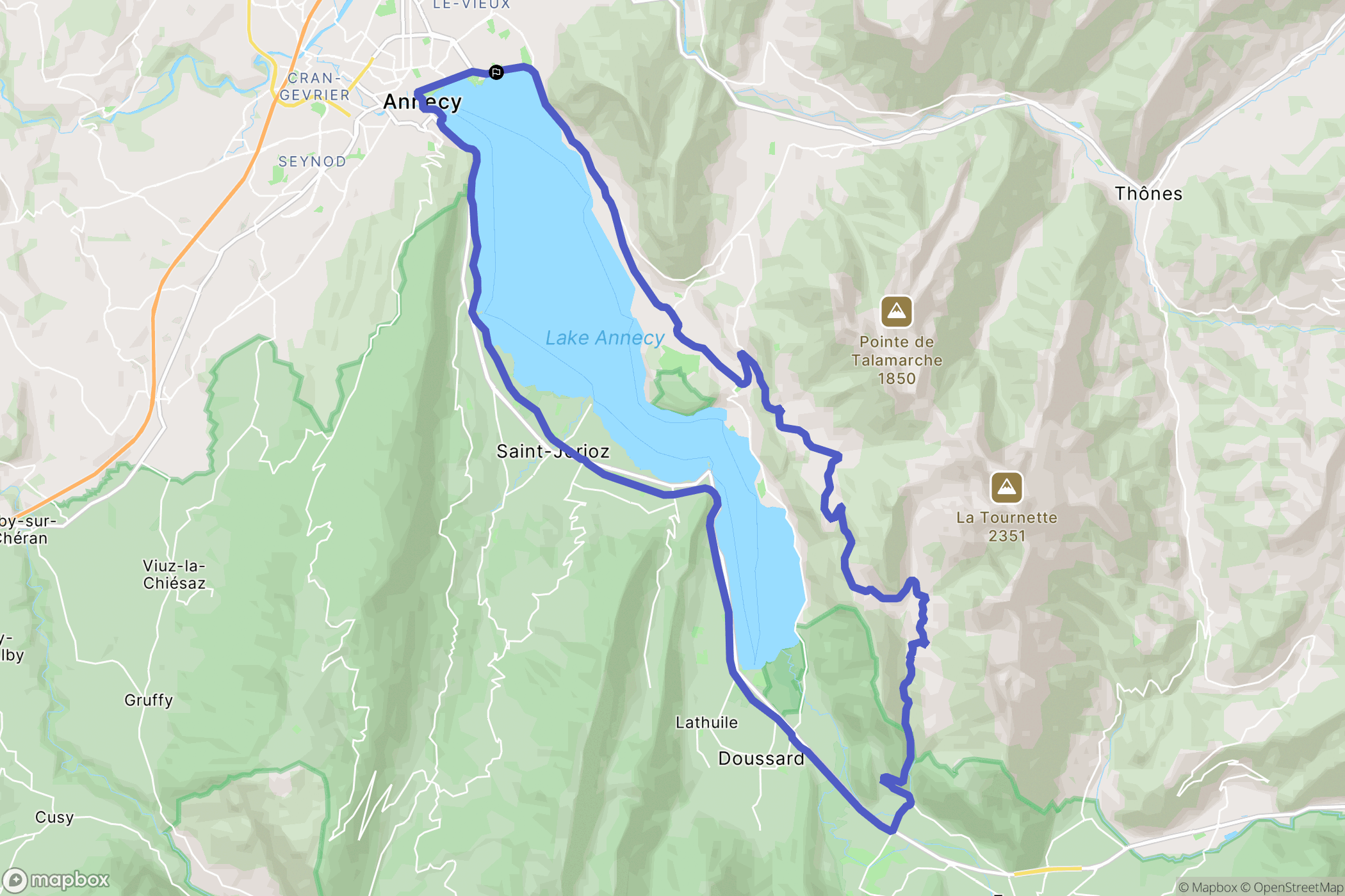 Annecy : carte du parcours de randonnée - France