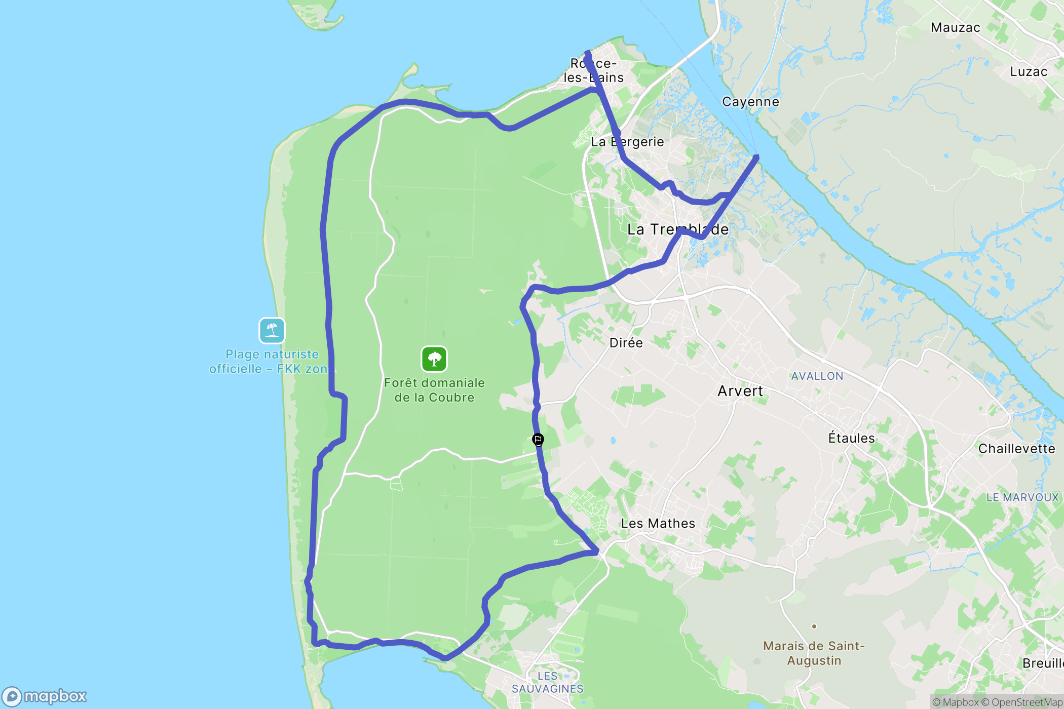 Les Mathes : carte du parcours de randonnée - France