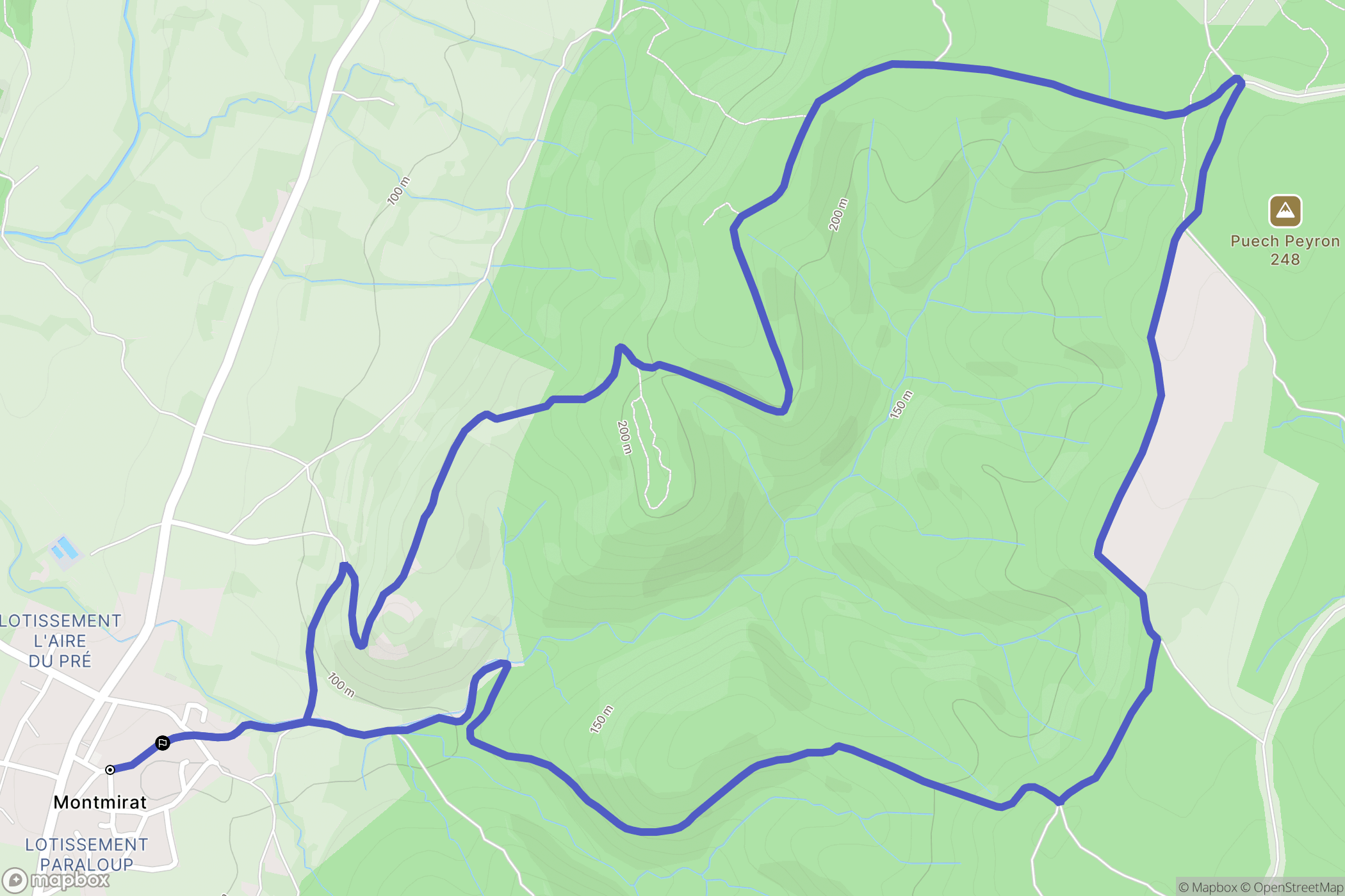 Montmirat : carte du parcours de randonnée - France