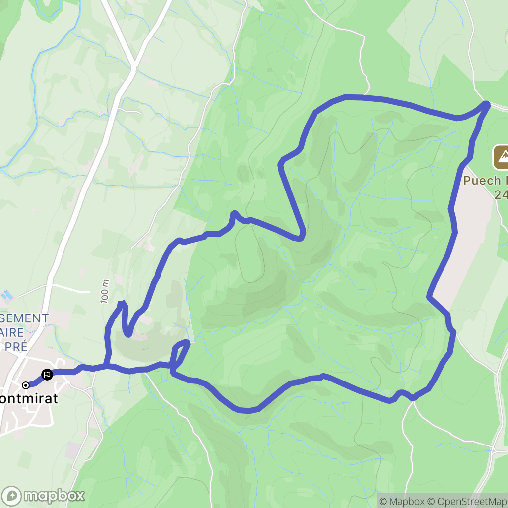 Montmirat : carte du parcours de randonnée - France