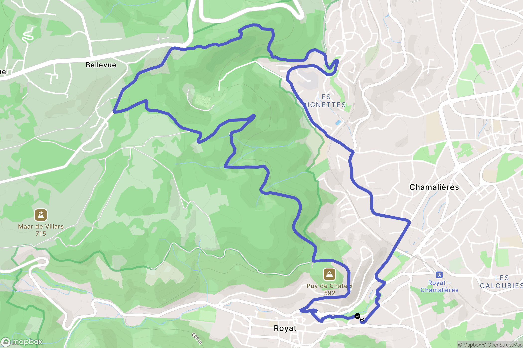 Royat : carte du parcours de randonnée - France