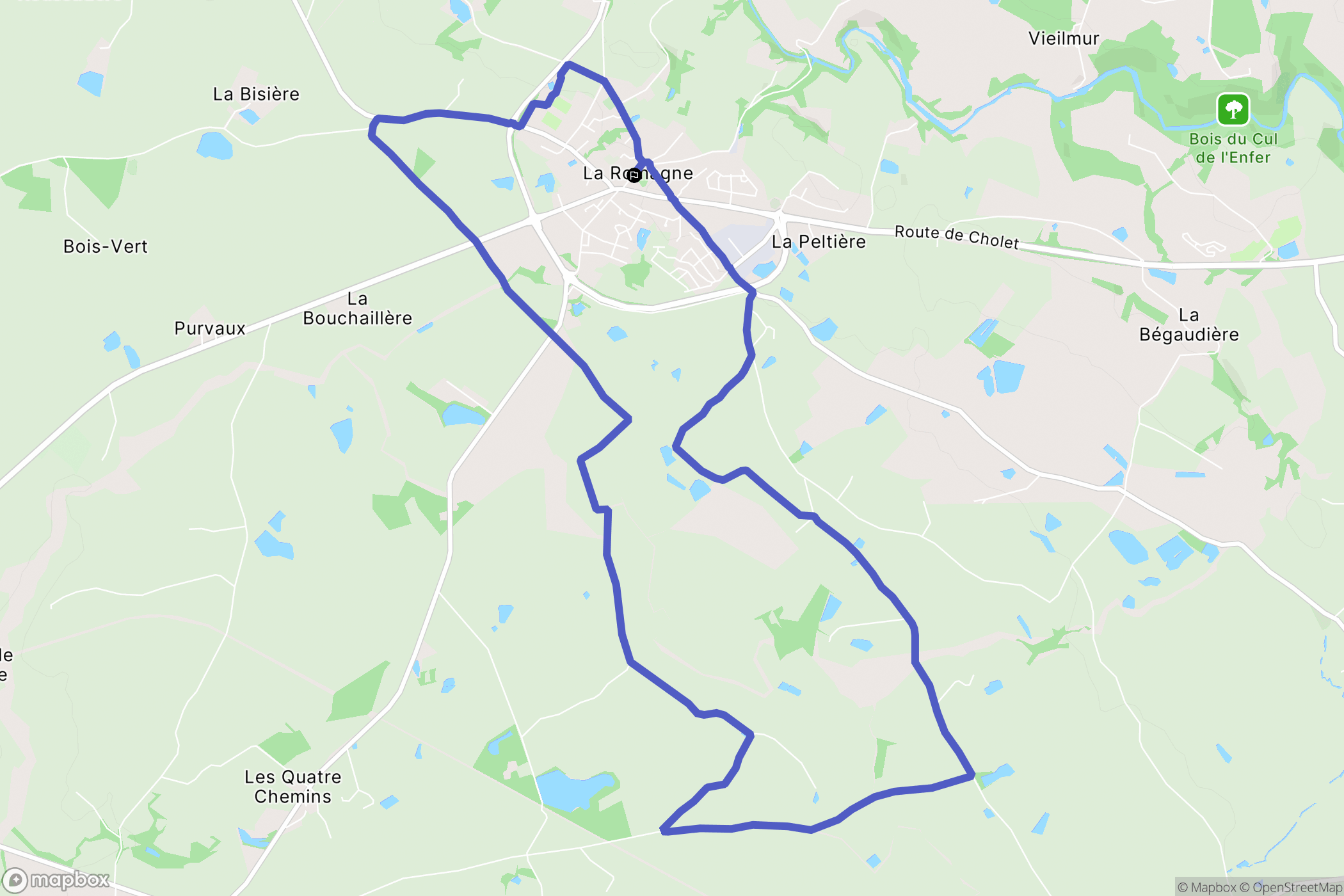 La Romagne : carte du parcours de randonnée - France