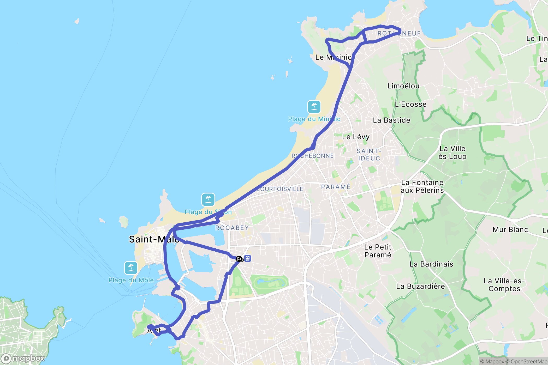 Saint-Malo : carte du parcours de randonnée - France