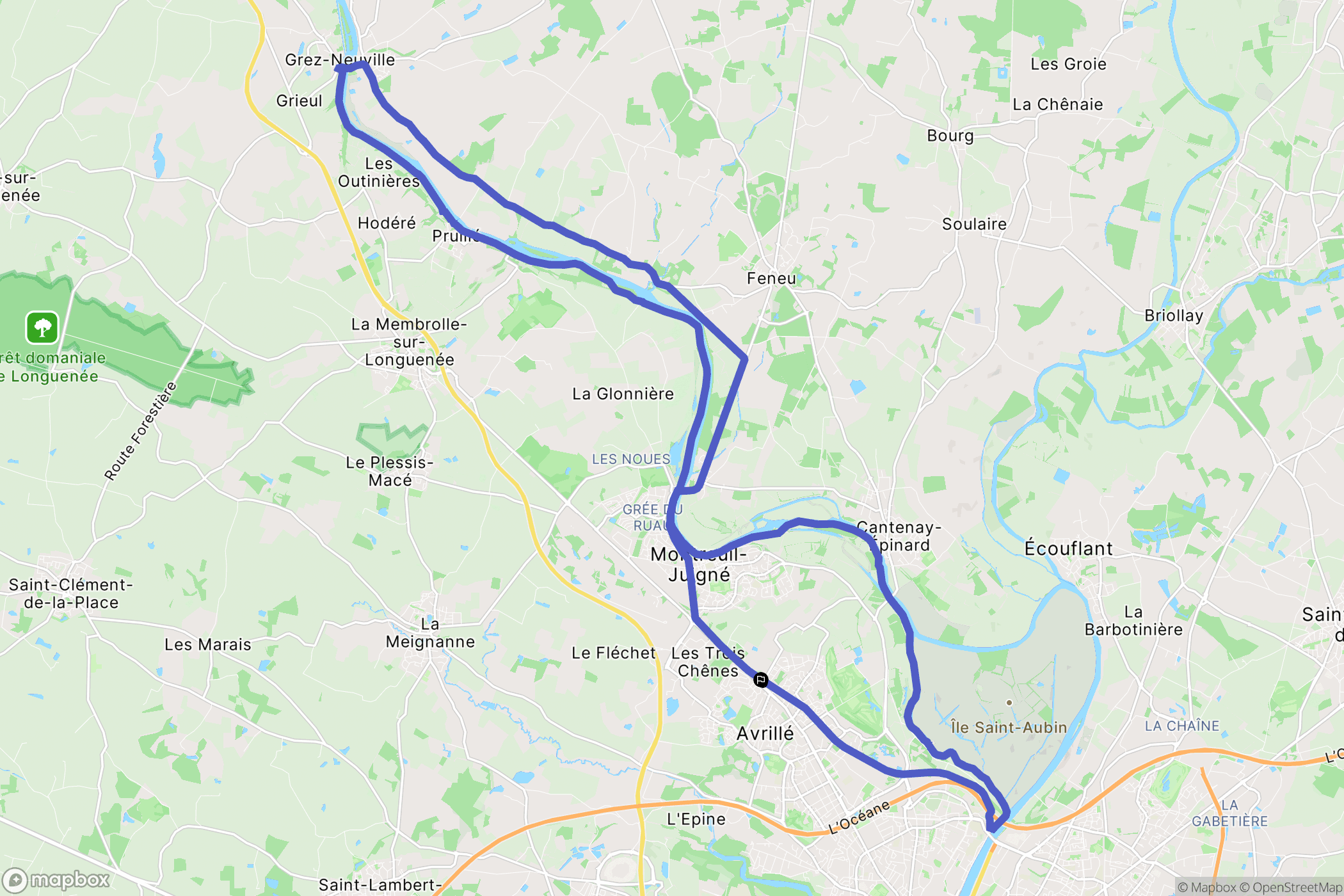 Avrillé : carte du parcours de randonnée - France