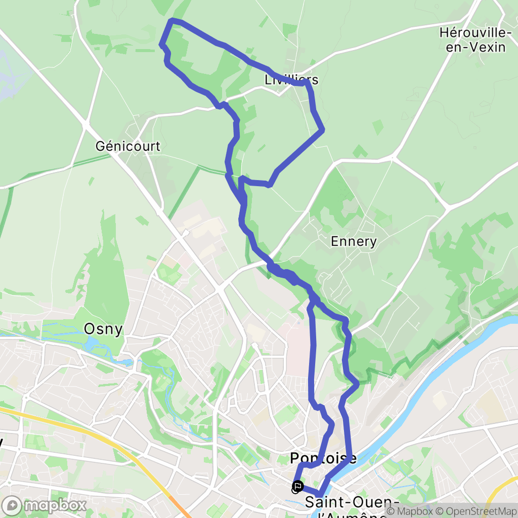 Pontoise : carte du parcours de randonnée - France