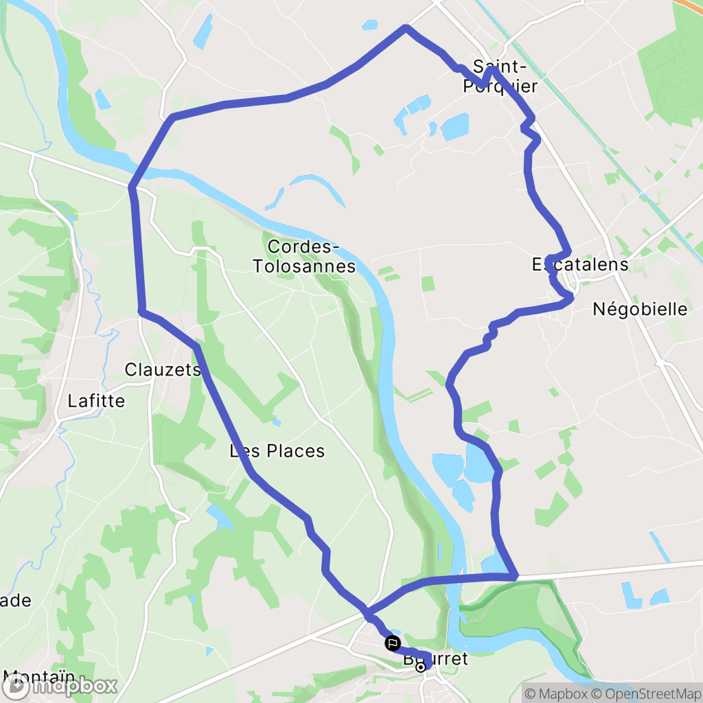 Bourret : carte du parcours de randonnée - France