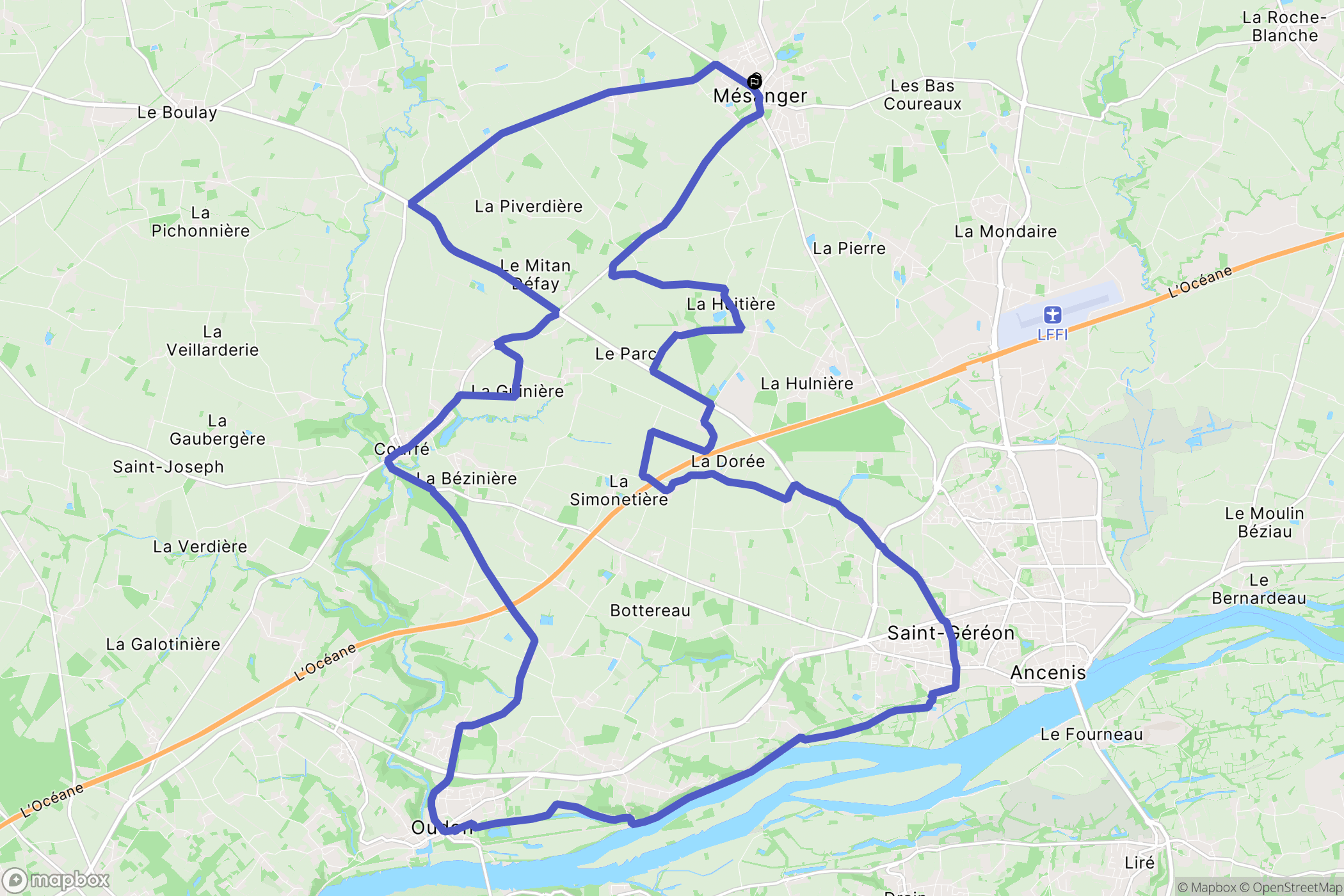 Mésanger : carte du parcours de randonnée - France