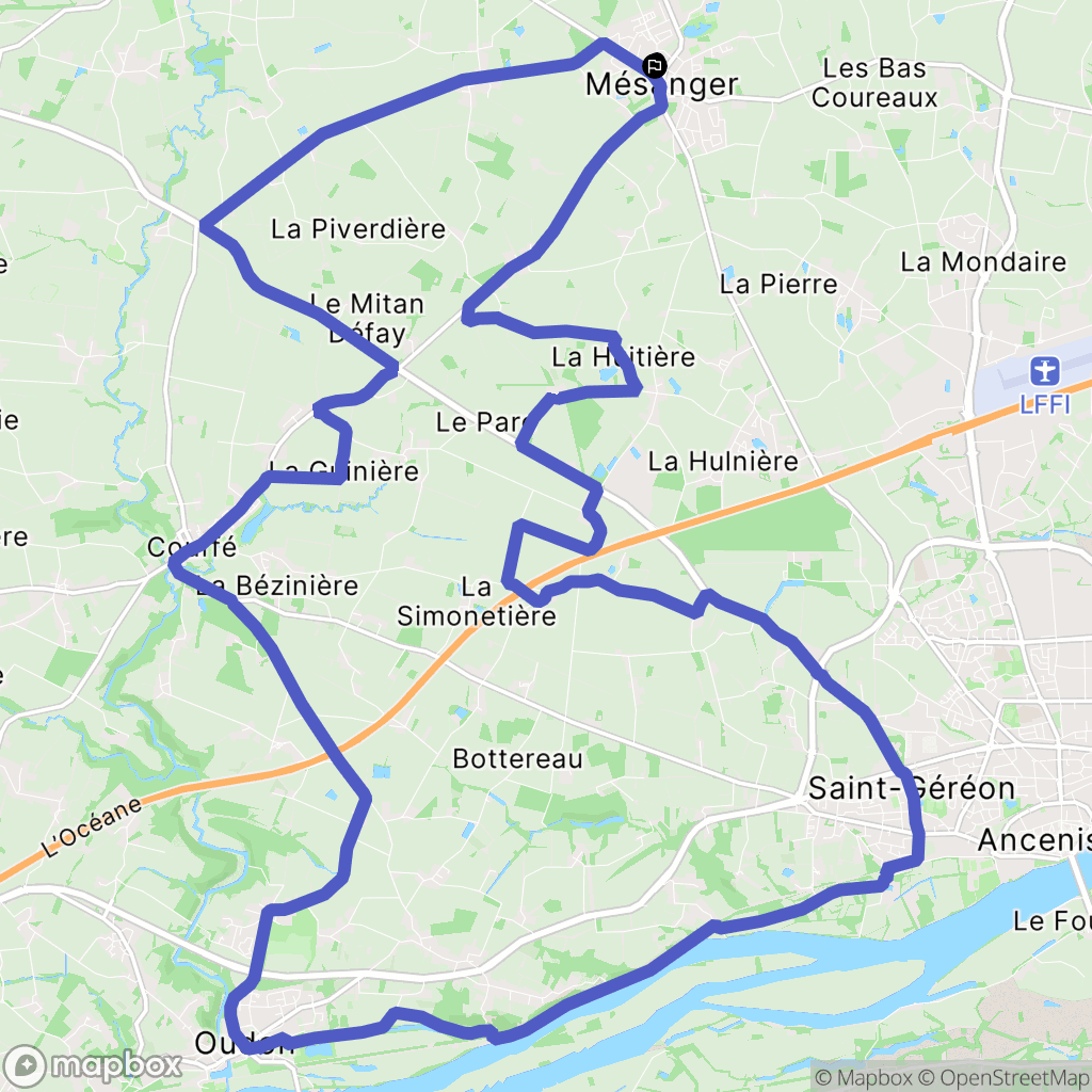 Mésanger : carte du parcours de randonnée - France