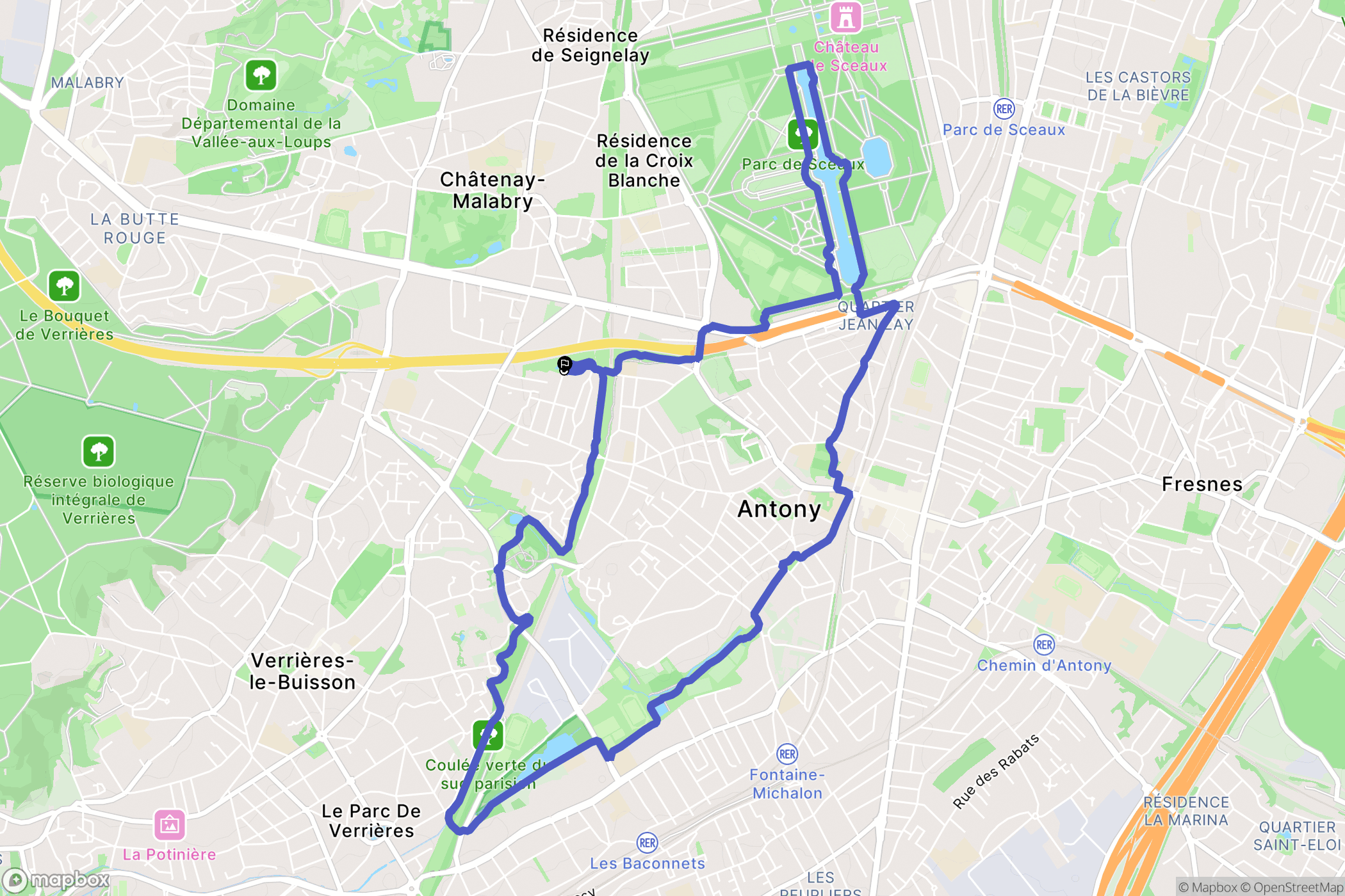 Antony : carte du parcours de randonnée - France
