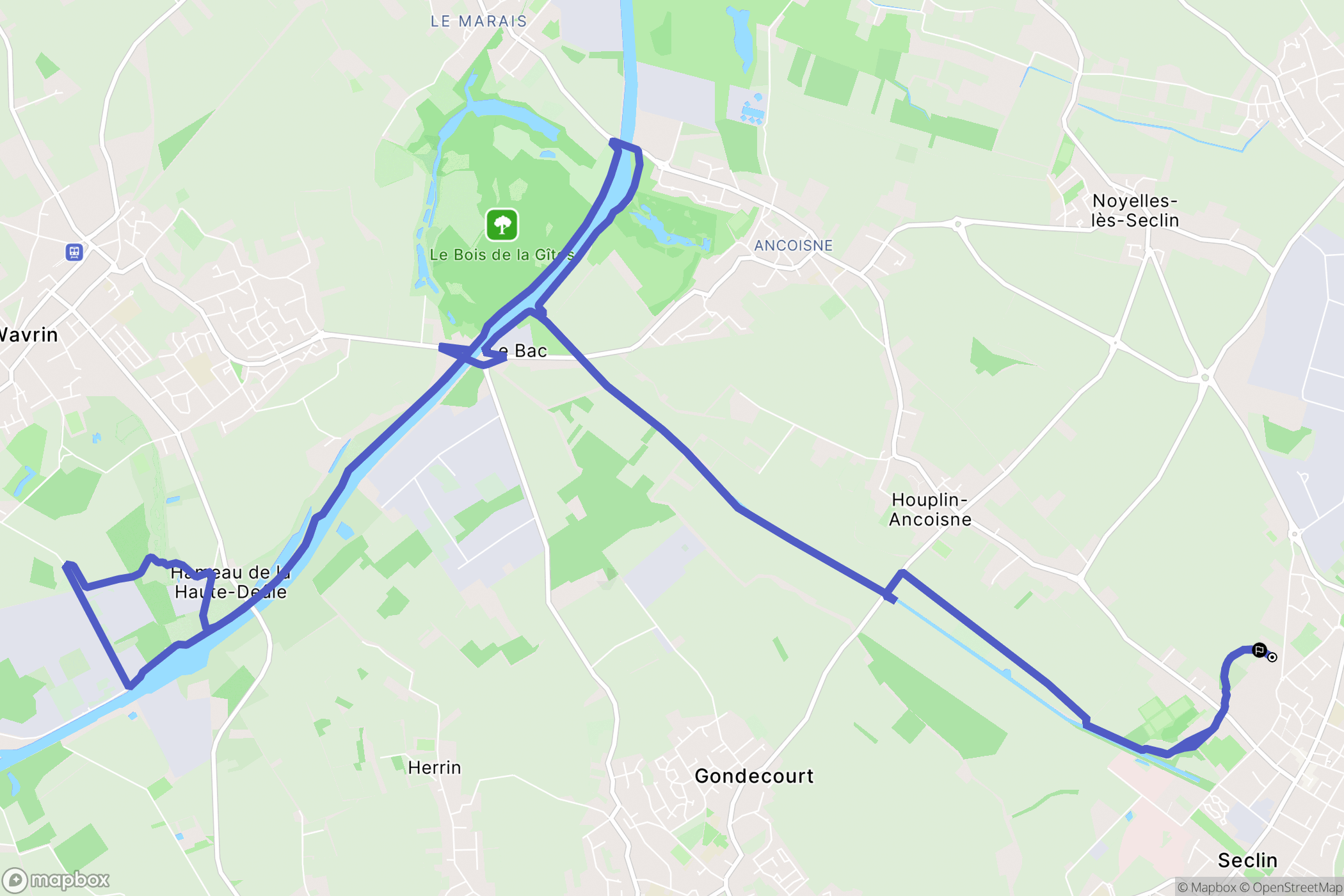 Seclin : carte du parcours de randonnée - France