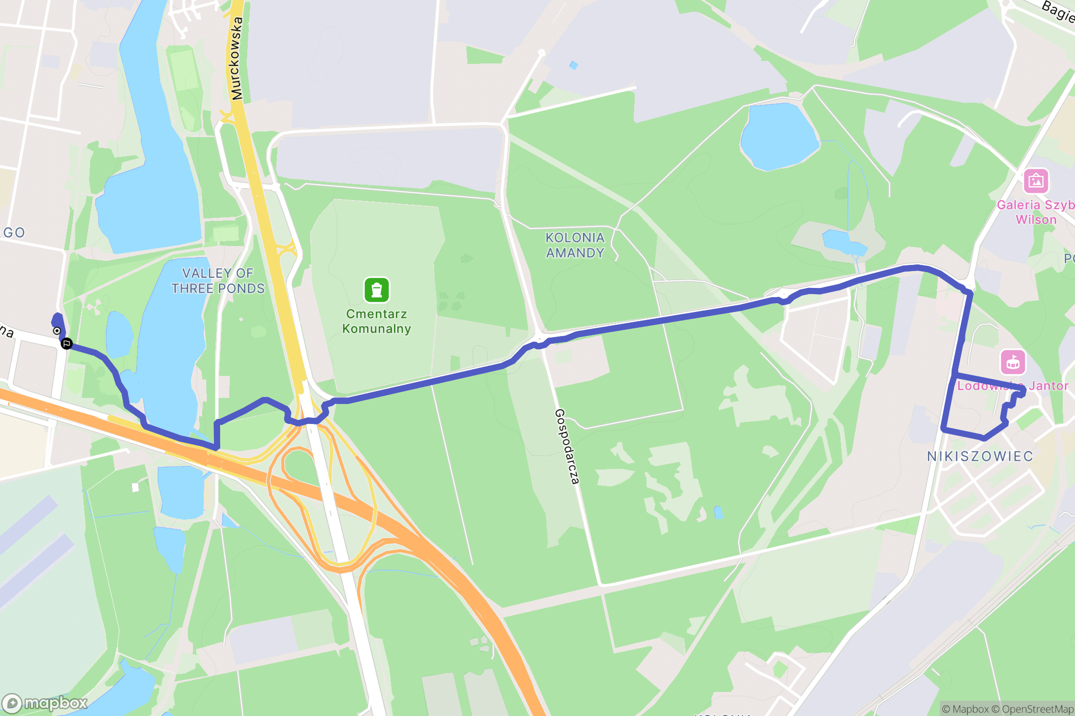 Katowice: mapa trasy - Poland