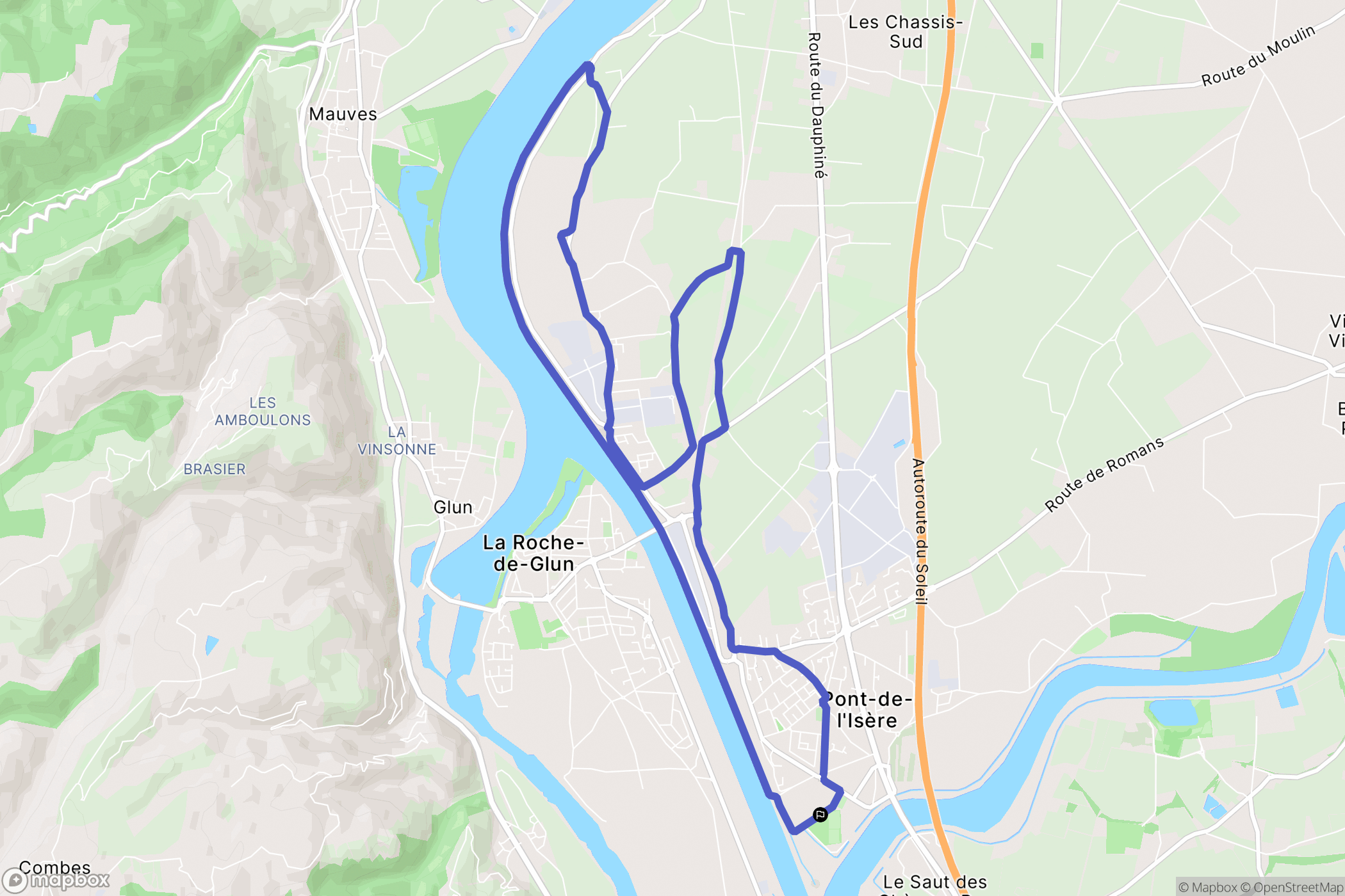 Pont-de-l'Isère : carte du parcours de randonnée - France