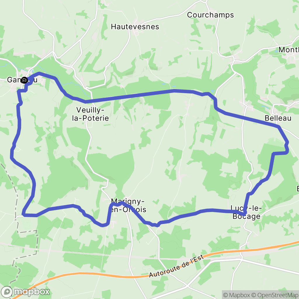 Gandelu : carte du parcours de randonnée - France
