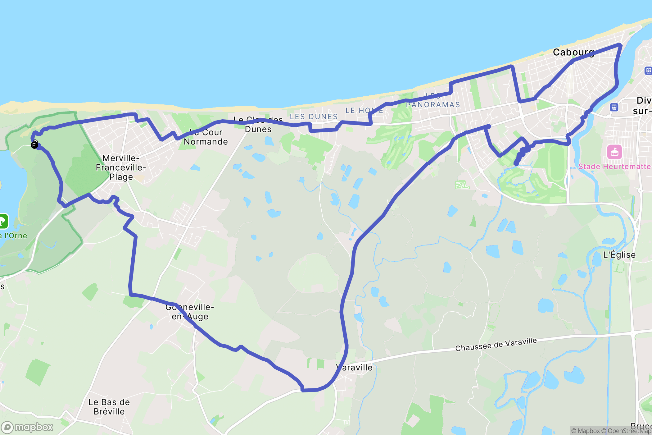 Merville-Franceville-Plage : carte du parcours de randonnée - France