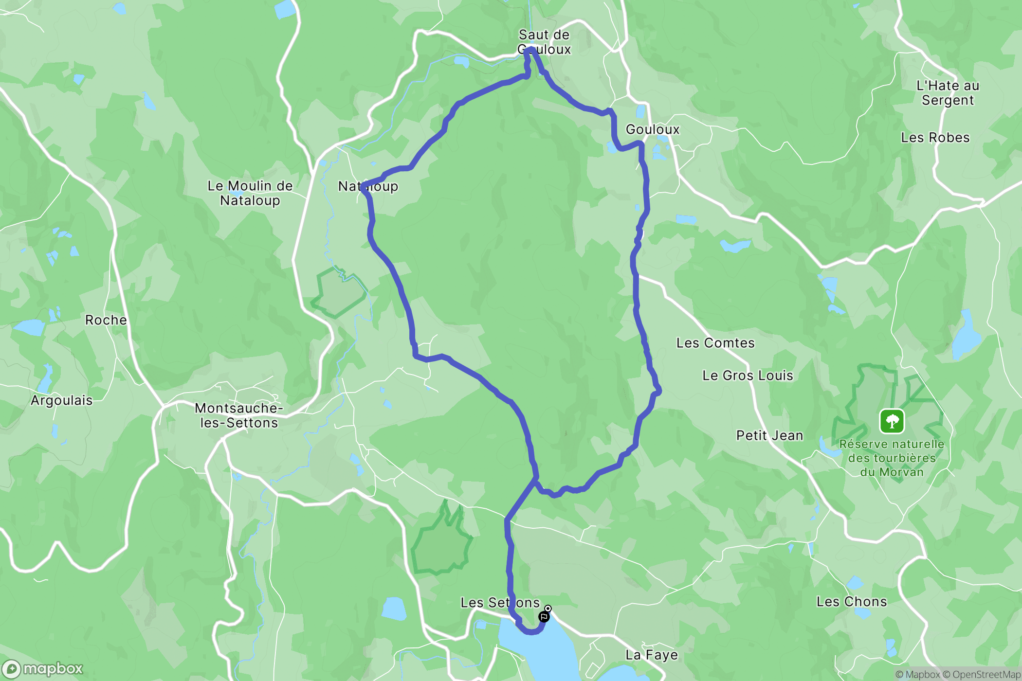 Montsauche-les-Settons : carte du parcours de randonnée - France