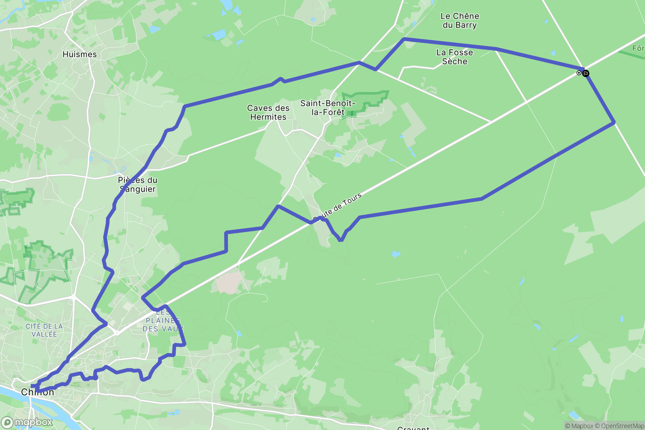 Cheillé : carte du parcours de randonnée - France