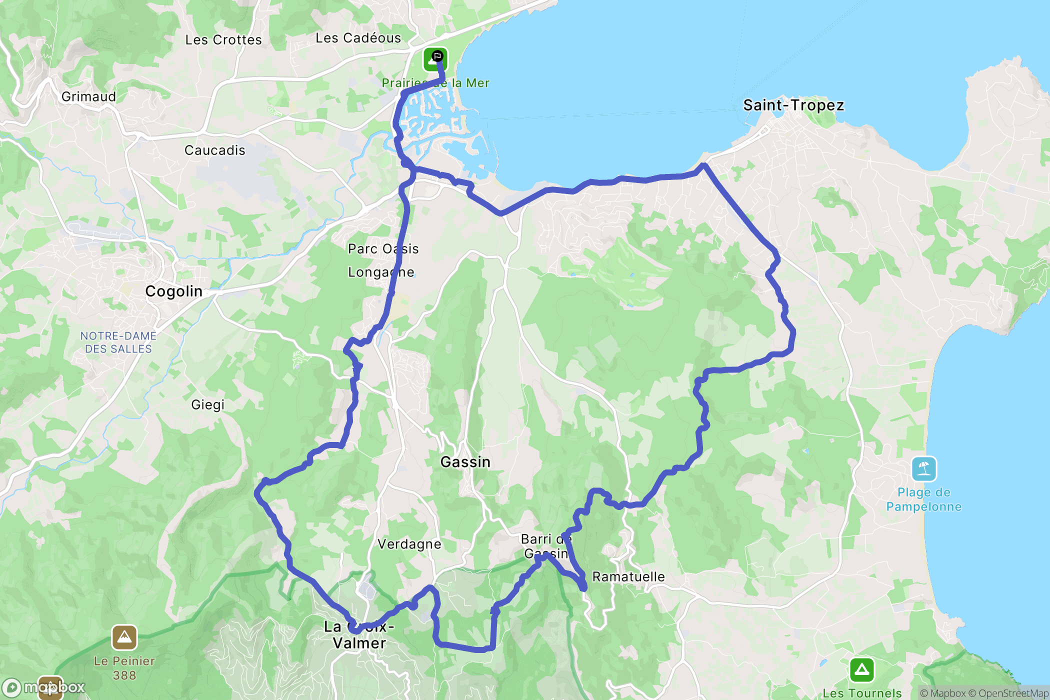 Grimaud : carte du parcours de randonnée - France