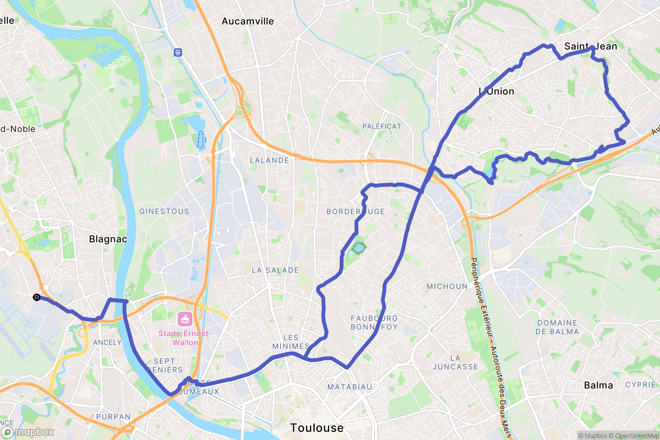 Blagnac : carte du parcours de randonnée - France