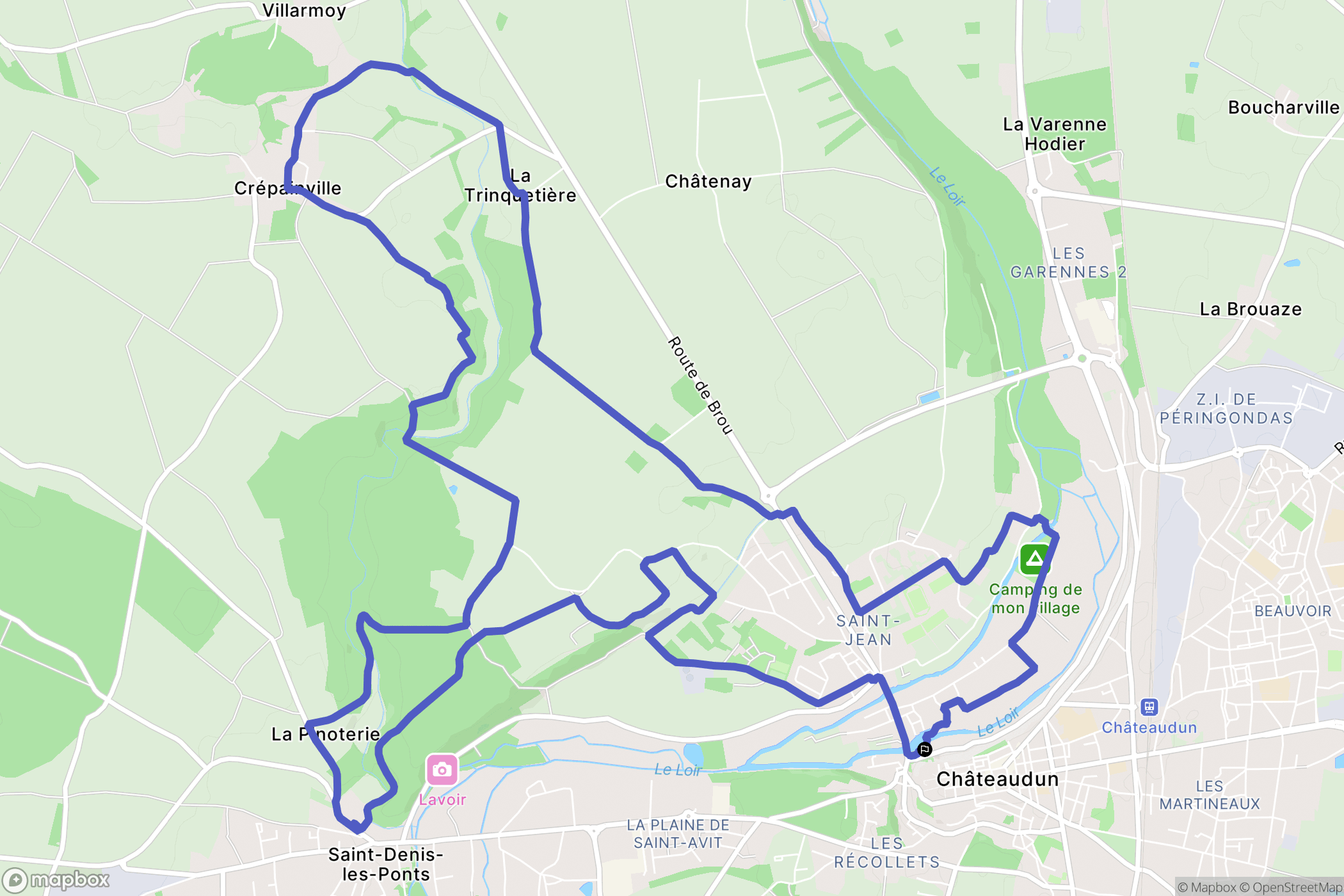 Châteaudun : carte du parcours de randonnée - France