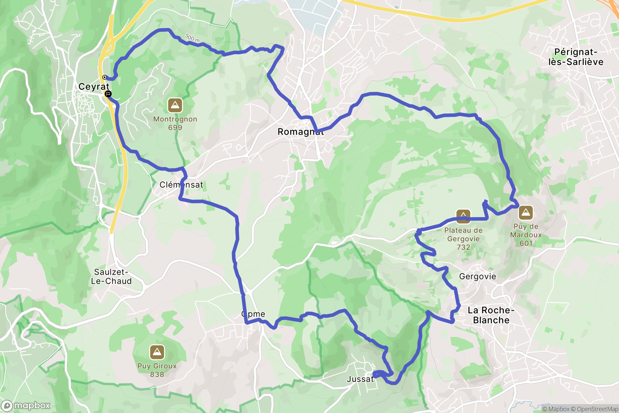Ceyrat : carte du parcours de randonnée - France