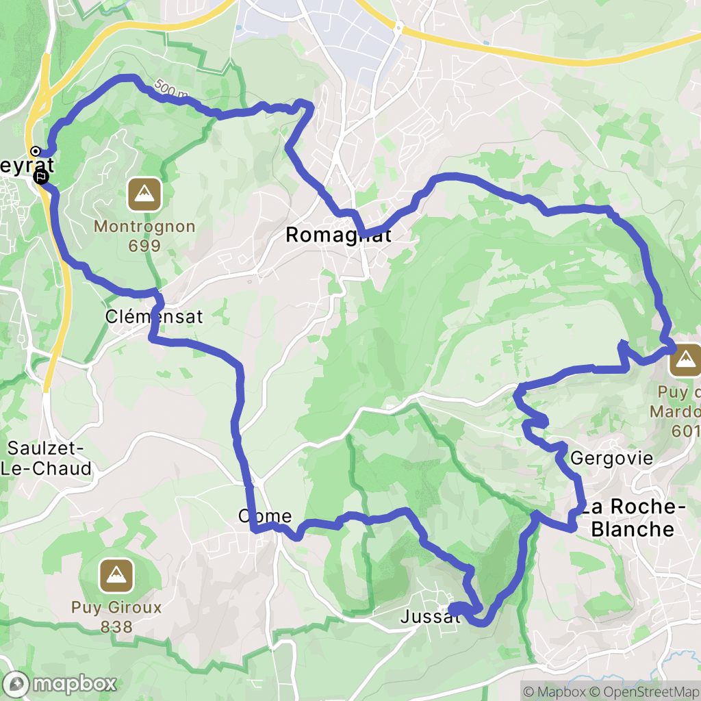 Ceyrat : carte du parcours de randonnée - France