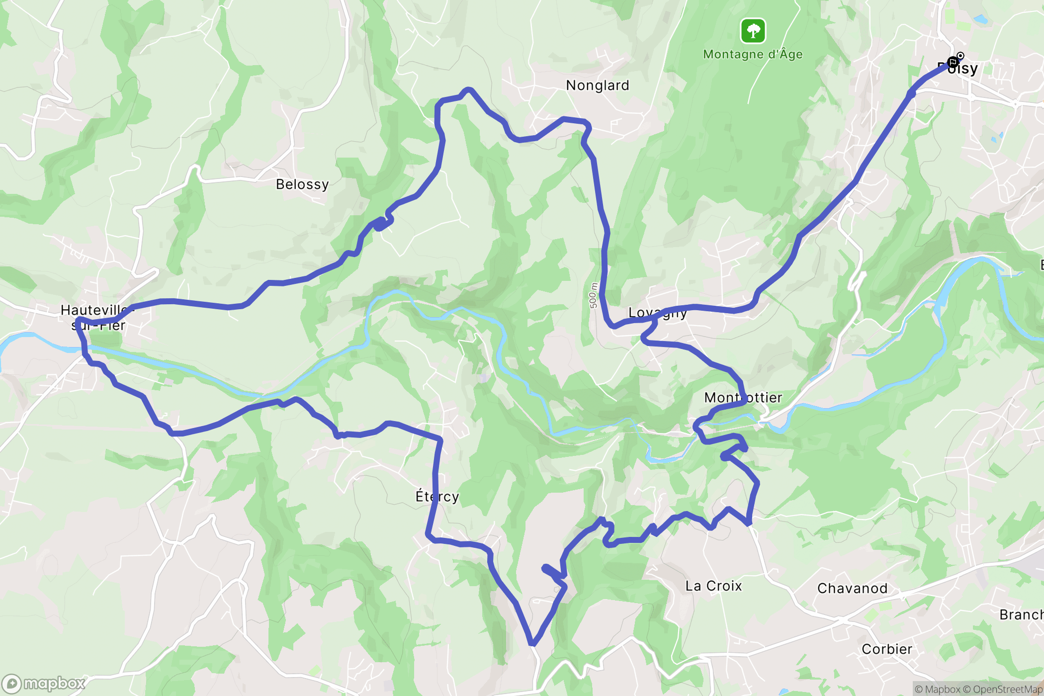 Poisy : carte du parcours de randonnée - France