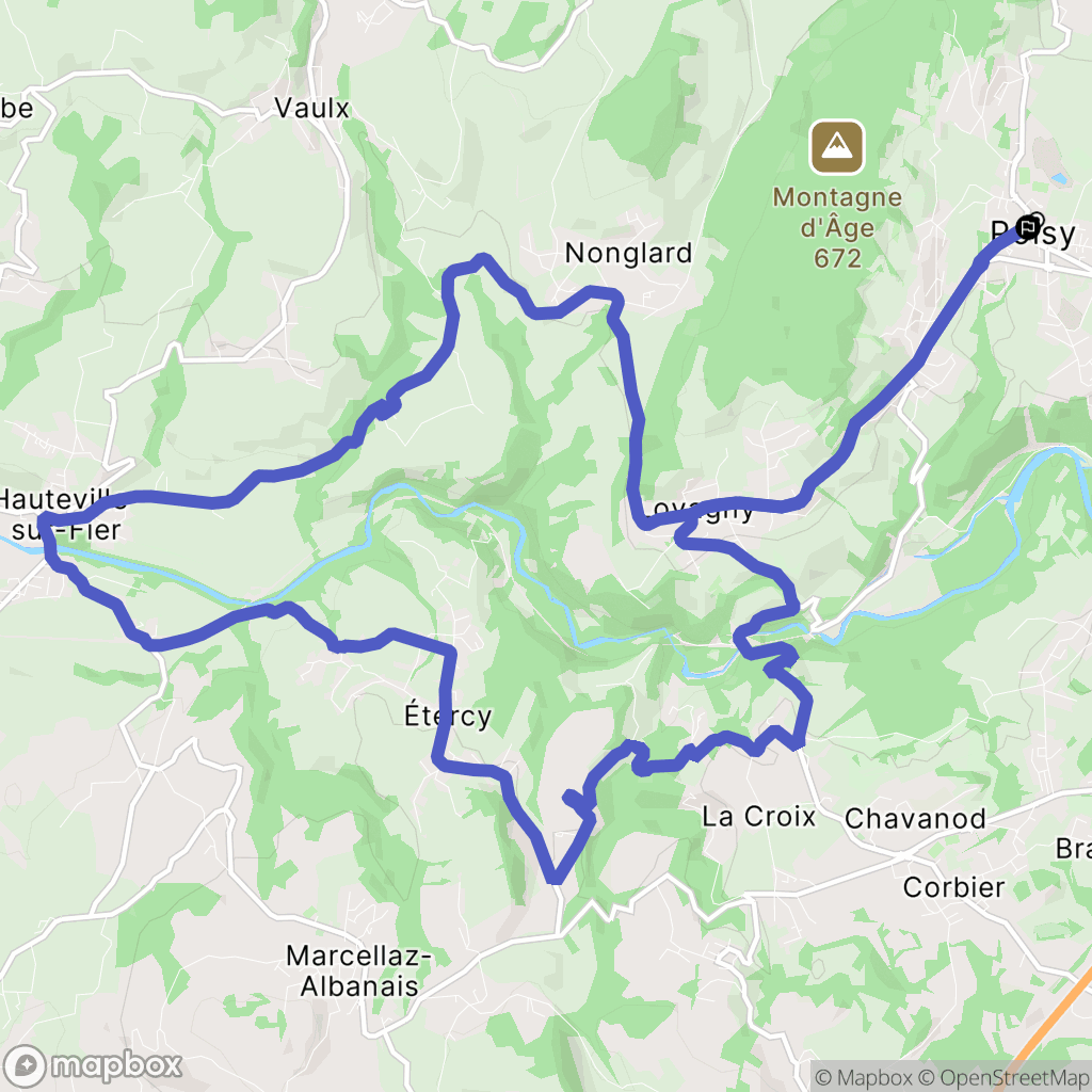 Poisy : carte du parcours de randonnée - France