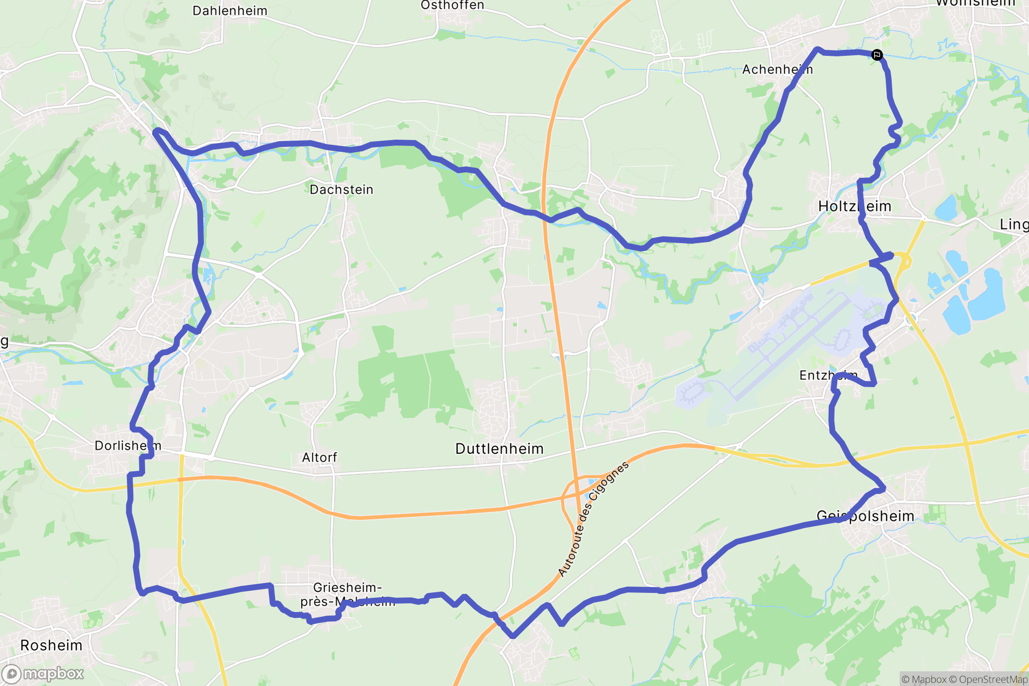 Oberschaeffolsheim : carte du parcours de randonnée - France