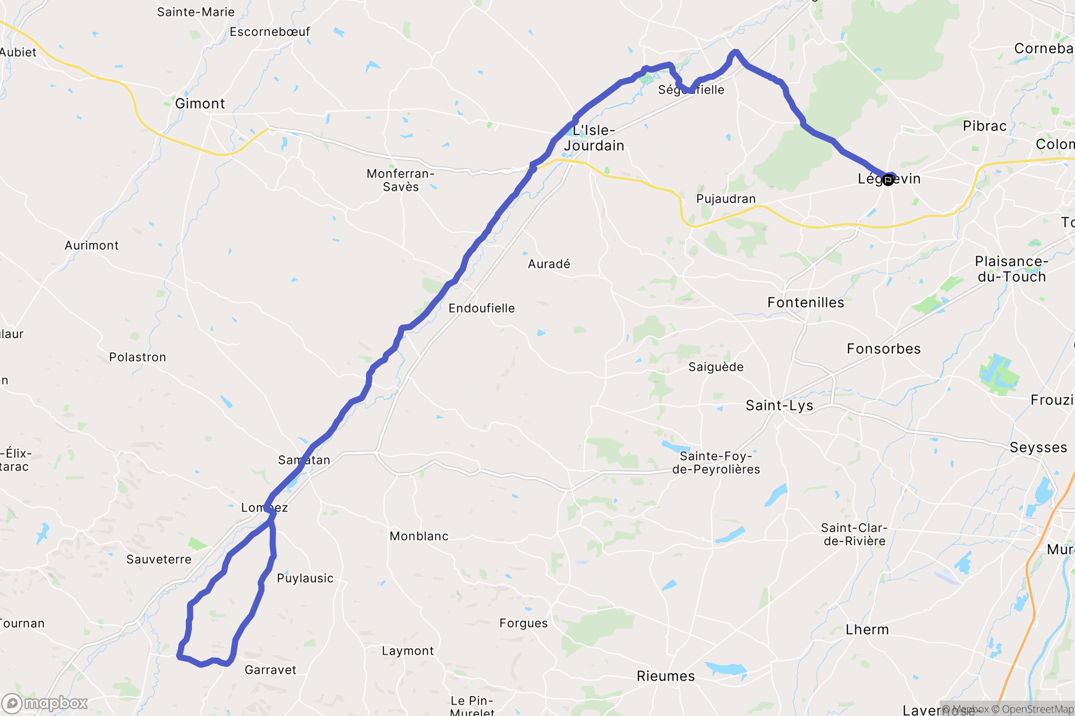Léguevin : carte du parcours de randonnée - France