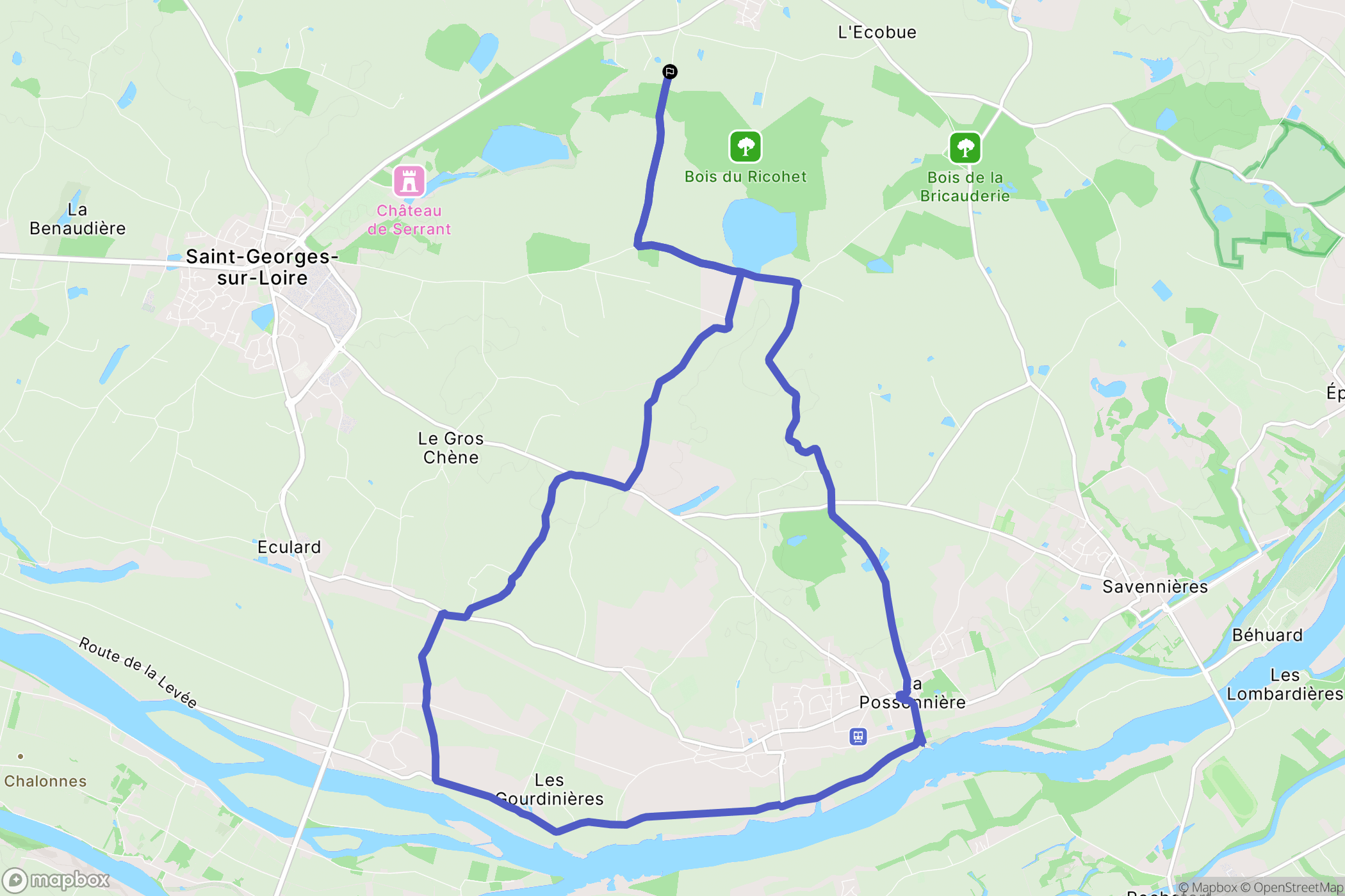 Saint-Martin-du-Fouilloux : carte du parcours de randonnée - France