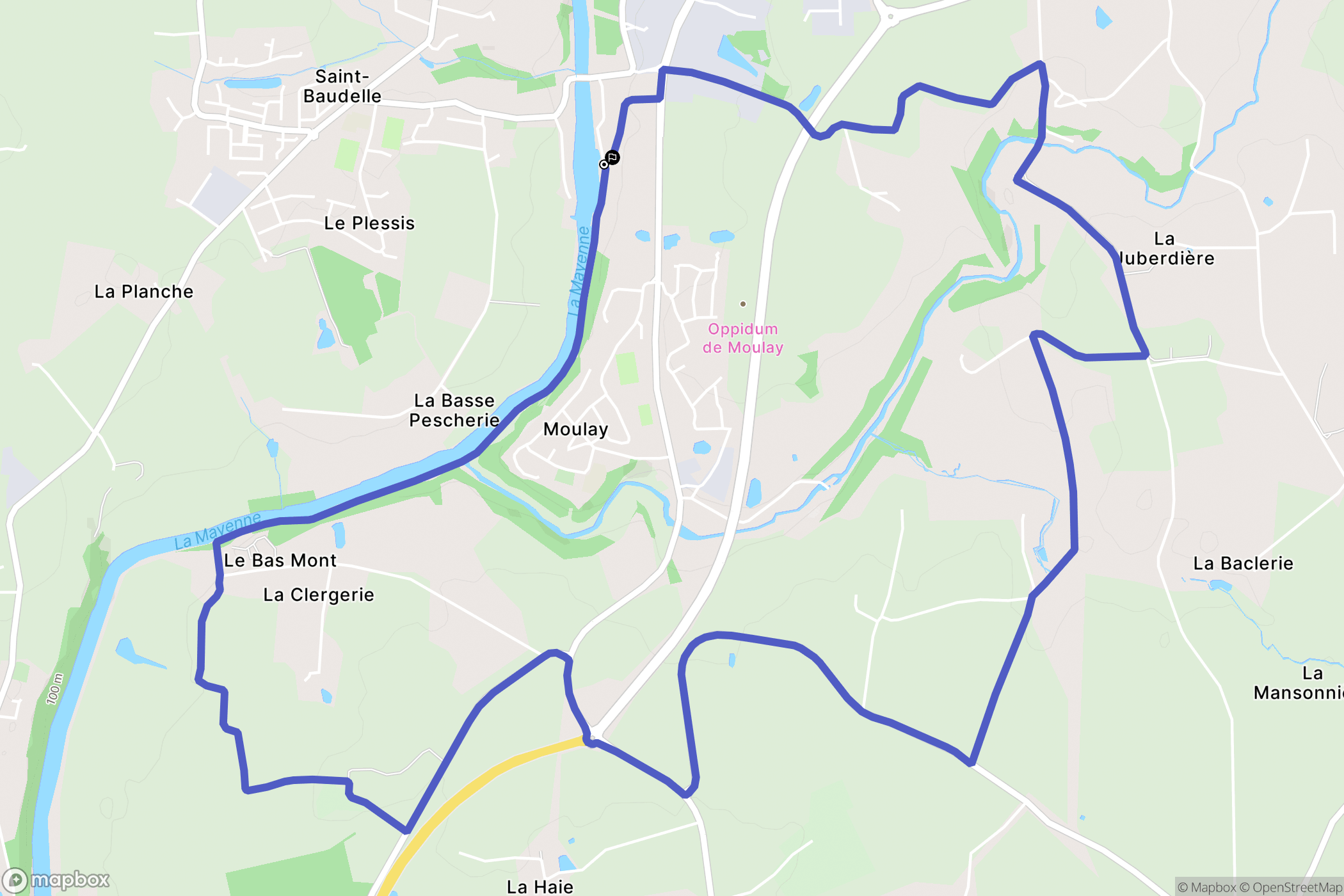 Moulay : carte du parcours de randonnée - France