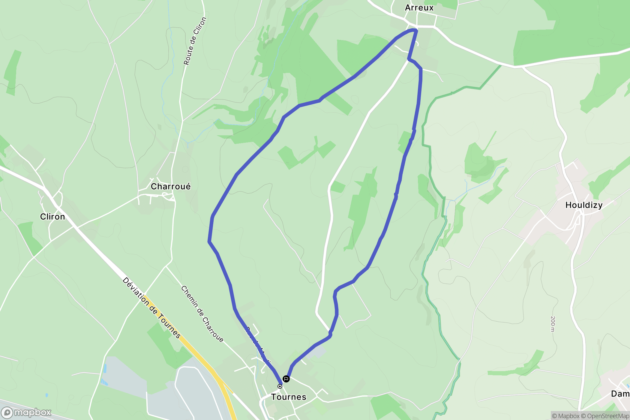 Tournes : carte du parcours de randonnée - France