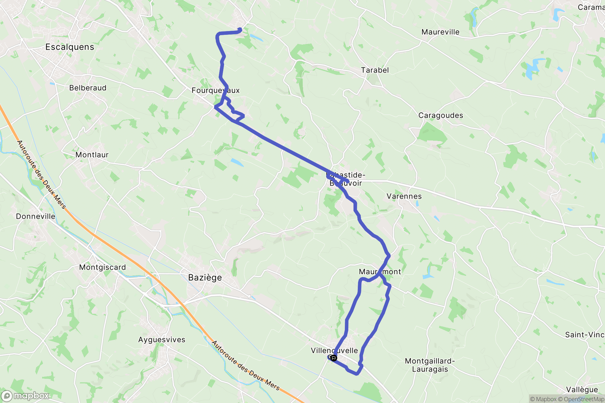 Villenouvelle : carte du parcours de randonnée - France