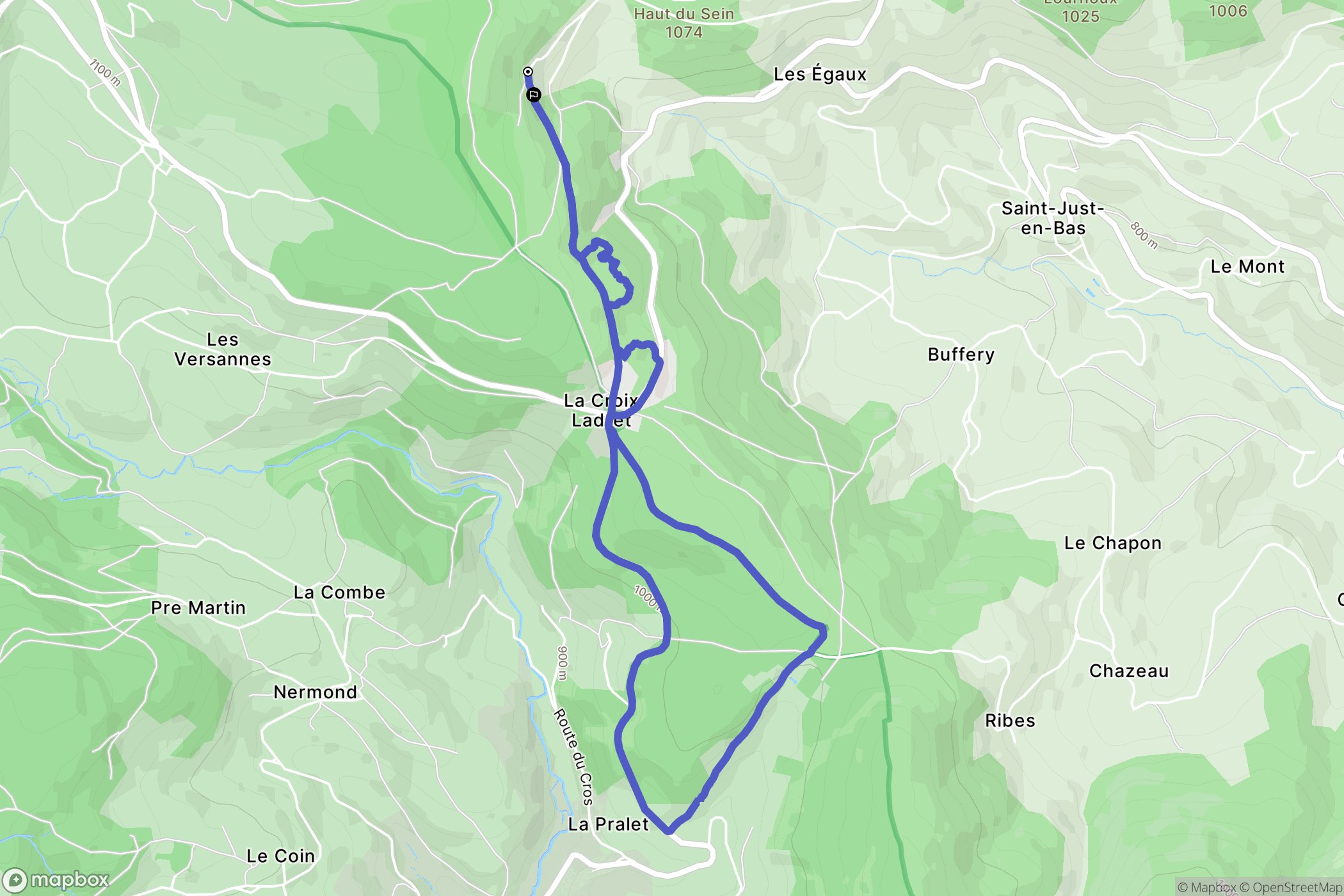 Saint-Just-en-Bas : carte du parcours de randonnée - France