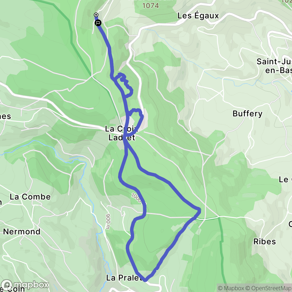 Saint-Just-en-Bas : carte du parcours de randonnée - France