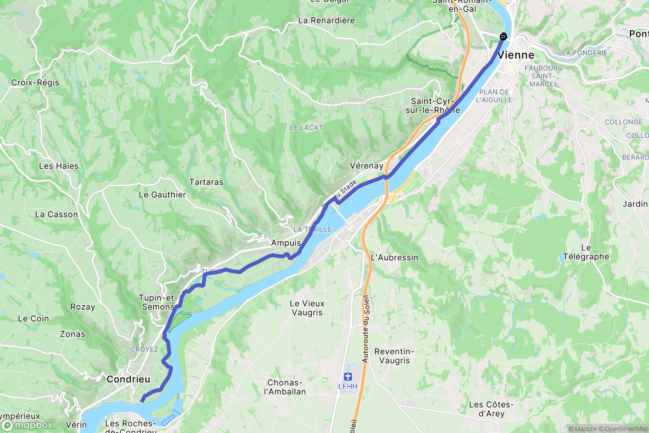 Saint-Romain-en-Gal : carte du parcours de randonnée - France